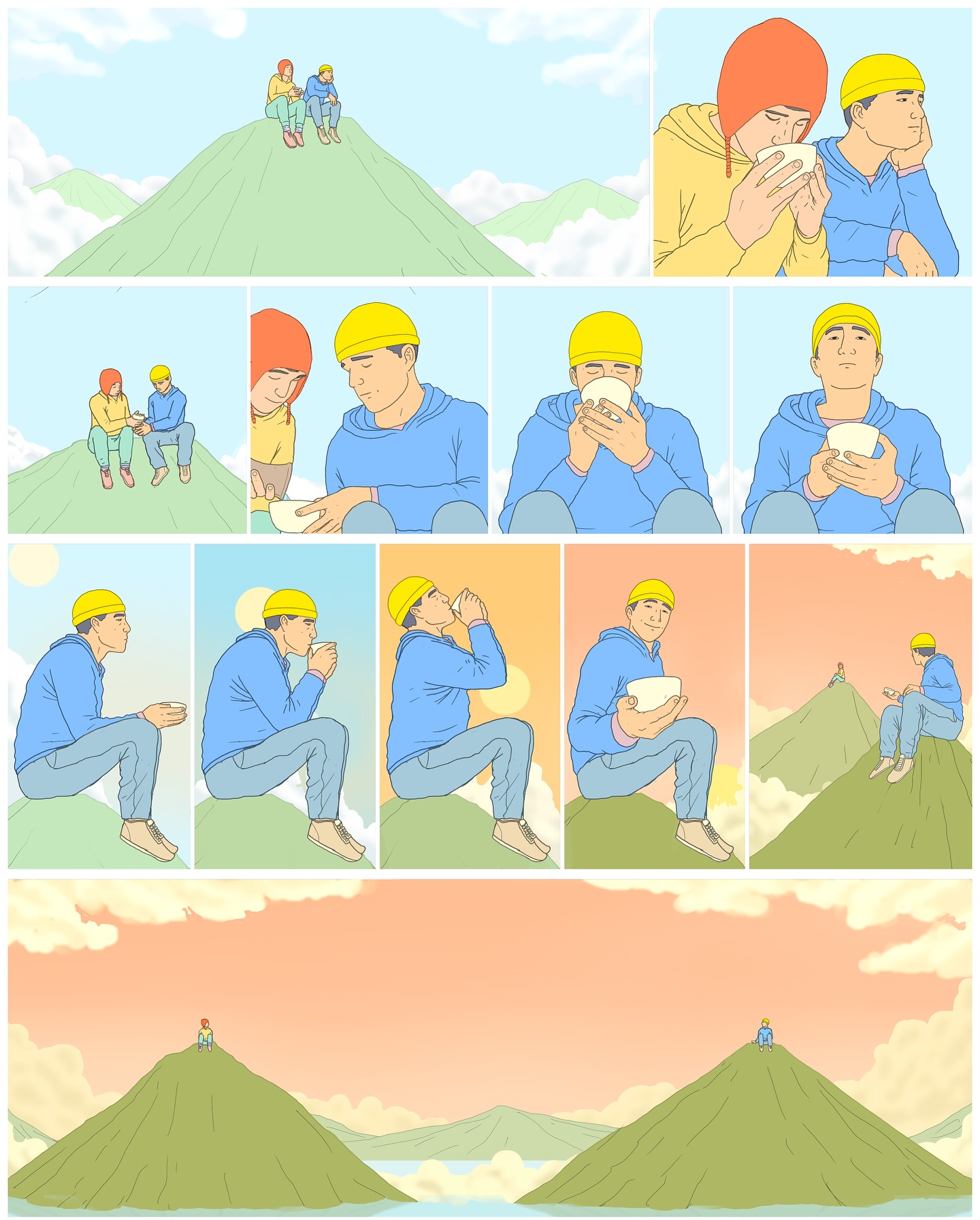 "The Mountain Between Us"
A handmade illustration inspired by how time makes everything grow: People, feelings and distance between hearts when pride, personal growth, self-care, and fear of self abandonment becomes an excuse for being self centered or careless. Happiness with oneself is important, but being trusted and lovable only happens when we also care for others. Love can move mountains and overcome almost anything- distance, time, pain, doubt, fear - but never a lack love.
“It will never rain roses: when we want to have more roses, we must plant more roses.” - George Elliot
"Hearts are not had as a gift, But hearts are earned..." William Butler Yeats
"The walls we build around us to keep sadness out also keeps out the joy." - Jim Rohn