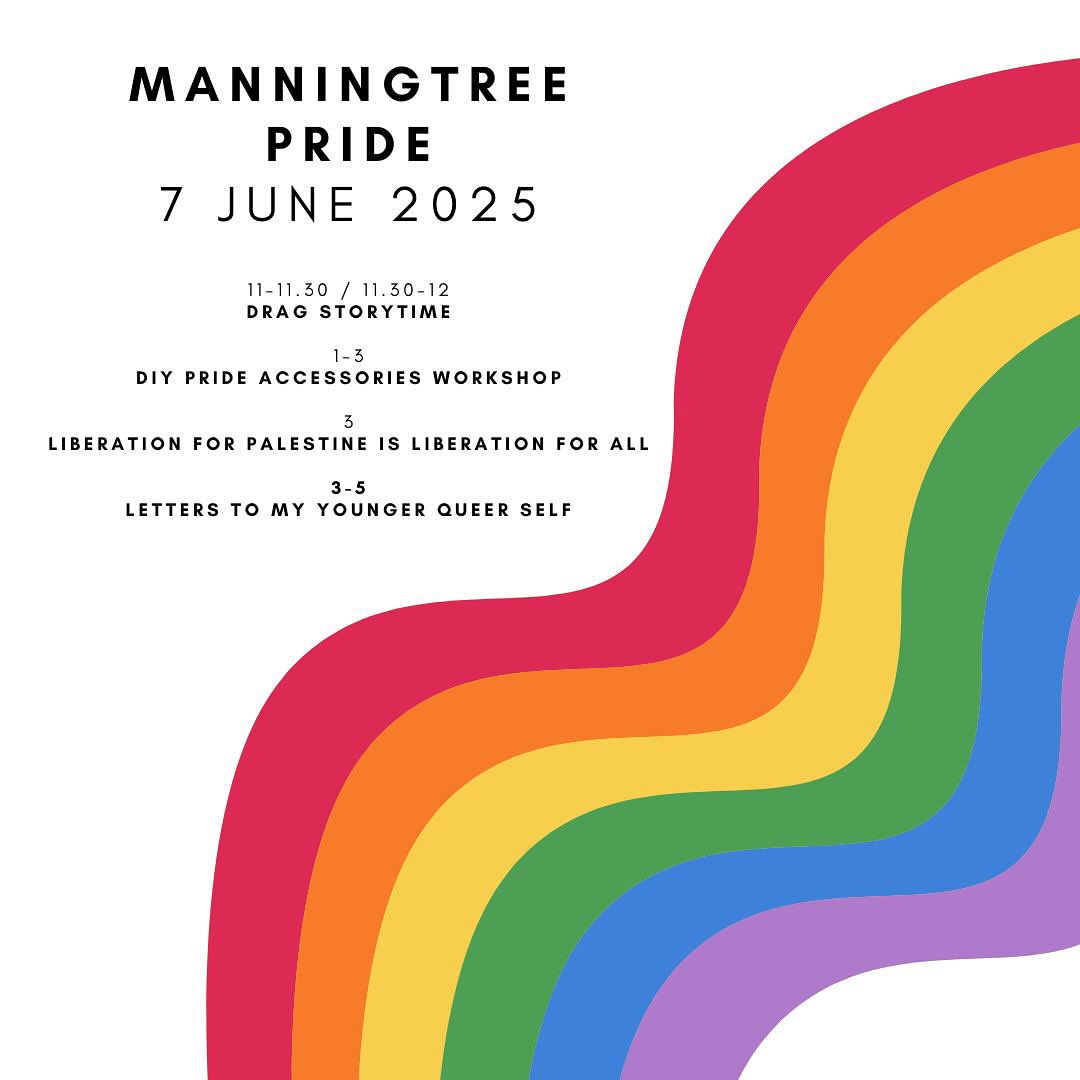 🏳️🌈🏳️⚧️🏳️🌈🏳️🌈🏳️⚧️🏳️🌈🏳️⚧️
MANNINGTREE PRIDE 2025
@manningtreehaspride
Activism, community and solidarity with the most magical line up of events throughout the day - PLUS two exceptional authors join us on Thursday 5th for what will be an amazing talk.
You can buy tickets for Thursday via our website - all events on Saturday are free and you can turn up on the day ❤️