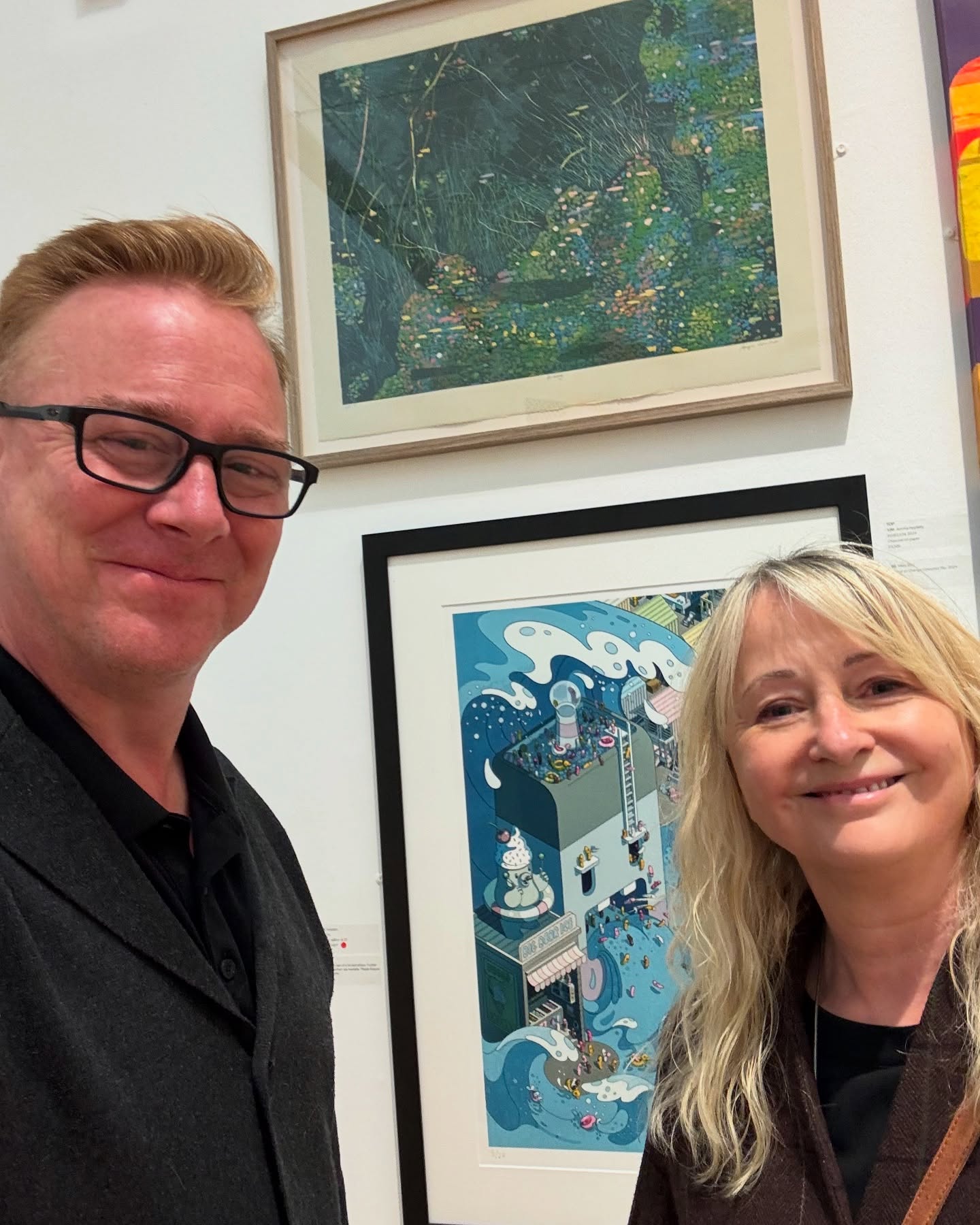 Last two days of the annual exhibition @royal_scottish_academy at The Mound in Edinburgh. Love the little photo gallery here of friends and family who made the time to go see my work on the wall. Each one made my day. It’s been such a buzz start to finish and I even made a couple of sales! Thanks @swoodysal @mwstar13 @jamieraeburn @iampaulraeburn @ssimpson62 @traceyannbeveridge @faron_woodbridge @ma.rgy6538 for taking the time. #scottishartist #fineartprints #artforfun #popsurrealismart