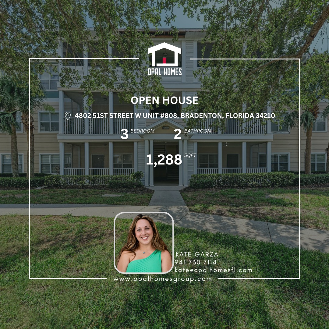 ✨🌴🏡 OPEN HOUSE | SATURDAY 6/7 11AM-1PM✨🌴🏡
📍4802 51ST STREET W Unit #808, BRADENTON, Florida 34210
🌐https://opalhomesgroup.com/listing/mfrmls/A4654507/BRADENTON/4802-51ST-STREET-W-Unit-808/
🏡 Welcome to The Palms of Cortez, a gated community in the heart of Bradenton!
✨This beautifully updated 3-bedroom, 2-bath condo features crown molding, new tile floors (2025), and stylish new lighting, fans, and blinds (2024).
🍽️ The kitchen shines with granite countertops, mahogany cabinets, stainless steel GE appliances, and a built-in Samsung microwave.
☕ Enjoy your morning coffee on the spacious screened-in front porch, perfect for relaxing in the Florida breeze.
🛁 Both bathrooms are refreshed with granite vanities and modern updates.
🛏️ The primary suite offers a walk-in closet, linen closet, and a generous en-suite bathroom.
🧺 Bonus: large closets throughout and a new washer & dryer in the indoor laundry room!
🏊♀️ Live the resort lifestyle with access to a pool, fitness center, tennis courts, clubhouse, playground, and car wash station.
🐾 Pet-friendly and just minutes from Anna Maria Island, IMG Academy, parks, dining, and more!
📦 Move-in ready and waiting for you to enjoy the Florida lifestyle!
📞 941.730.7114
📩kate@opalhomesfl.com
.
.
.
#bradentonrealestate #openhouse #justlisted #sarasotarealestate #floridaliving #annamariaisland #MoveInReady #floridahomesforsale