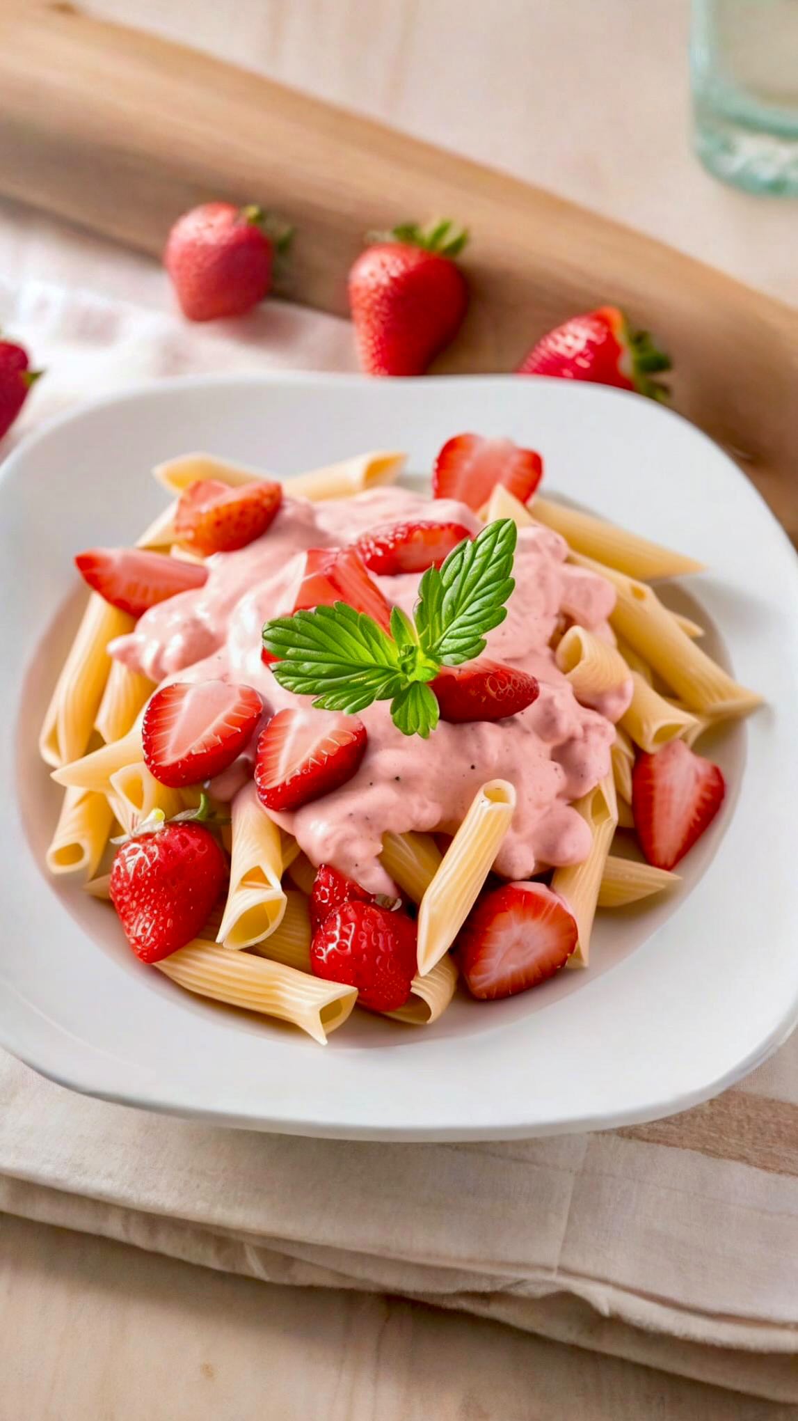 🍓 Паста със Сметана и Ягоди (Полска Рецепта) 🍓
👨🍳 Необходими продукти за 4-5 порции:
• 200-250 г пене Mr. Apettini
• 500 г пресни ягоди (50-80 г за украса)
• 4-5 супени лъжици мед или кафява захар
• 200 г заквасена сметана (или гъст натурален йогурт)
• 150 г кондензирано мляко
• ¼ ч.л. ванилов екстракт
• 4-5 листенца прясна мента
🌟 Приготвяне:
1. Старателно измийте и почистете ягодите. Отстранете зелените дръжки и нарежете ягодите на половинки.
2. В блендер смесете заквасената сметана, кондензираното мляко, захарта/меда, ваниловия екстракт и нарязаните ягоди. Блендирайте до получаване на гладка смес.
3. Сварете пастата Mr. Apettini за 3 минути според указанията на опаковката. Отцедете и охладете готовата паста.
4. Сервирайте пастата в красиви чинии. Полейте със ягодово-сметановия сос и украсете с резенчета пресни ягоди и листенца от мента.
BON APETTINI
🍽️ Сервирайте като десерт или разхладителна закуска.
#ПастаСоСметанаИЯгоди #Десерт #РазхладителнаЗакуска #MrApettini #ПолскаРецепта #ВкусноИЛесно #готвимзаедно