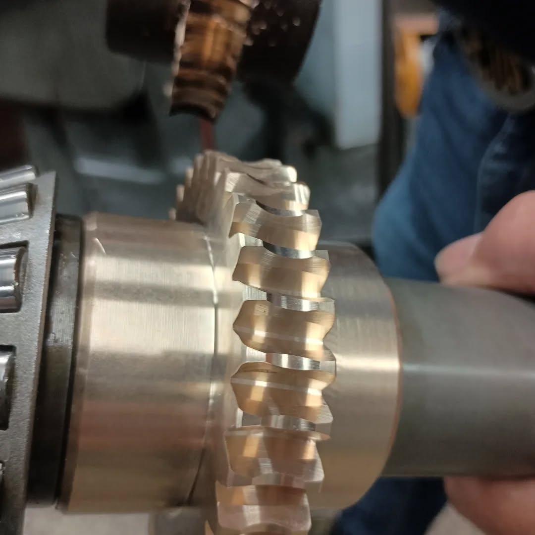 For when a replacement part costs thousands of dollars and weeks of lead time means down time that will cost thousands more. We made this replacement gear in a day after 3 days of checking with suppliers to be sure it wasn't something readily available. We had to make a custom cutter to cut the teeth as well. #machineshop #jobshop #ifyoudonthaveitmakeit #bronzegear #manufacturing #allmanualnocnc #bronze #gear #customparts