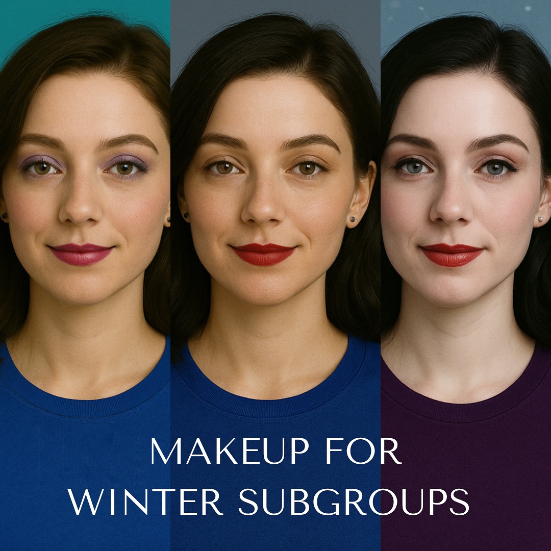 Winter subtypes are here! Can u see how the variables ( intensity , depth and undertone in each group change?#winterseason #darkwinter #brightwinter #coolwinter