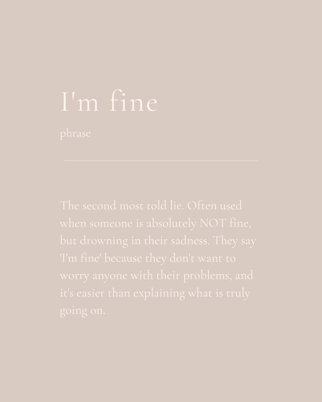 “I’m fine.”
The second most told lie.
We’ve all said it.
Not because we are fine—but because it’s easier than explaining the storm we’re facing inside. Because we don’t want to burden others, or maybe we don’t even have the words.
If someone says they’re fine, but something feels off—check in anyway.
A little care can go a long way.
And if you're the one saying it... just know, it’s okay to not be okay. You don’t have to carry it all alone.
#MentalHealthMatters #ItsOkayToNotBeOkay #CheckOnYourFriends #MentalHealthTips #AnxietySupport #SelfCare #Mindfulness #MindAndSanity #mentalhealth #mentalhealthawareness #mentalhealthmatters #mentalhealthrecovery #mentalhealthadvocate #mentalhealthsupport #mentalwellness #mentalwellbeing #anxiety #anxietysupport #bereavement #bereavementsupport