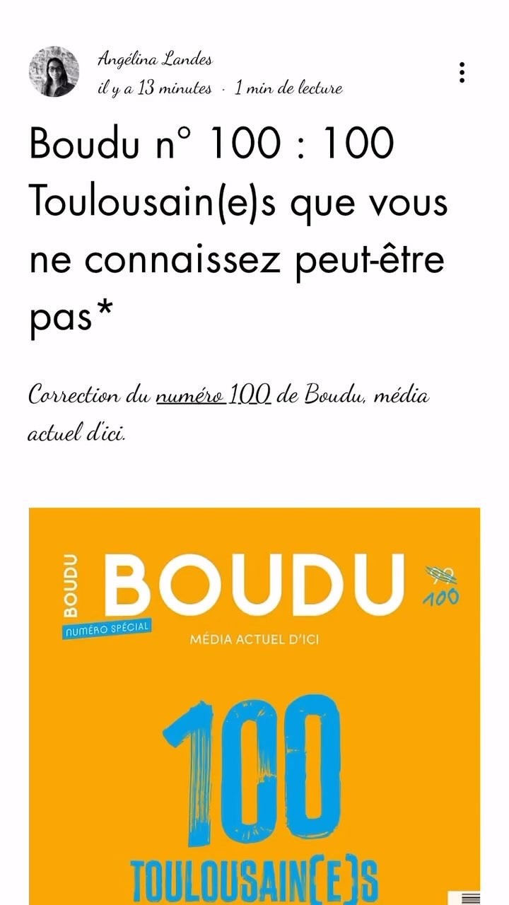 🎂 Mais c’est l’anniversaire de qui ce mois-ci ?
De Boudu bien sûr ! 100e numéro, 10 ans déjà…
Alors bonne lecture et bravo à toutes celles et ceux qui y ont participé, devant ou derrière la caméra… euh l’appareil photo… euh l’écran… le stylo ! Bref, vous avez compris 😉
@boudumag
#toulouse #occitanie #inspiration #magazine #sudouest