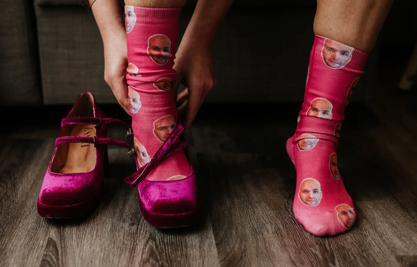 Surprise socks for your soon to be are the best way to keep those heels comfy 💕