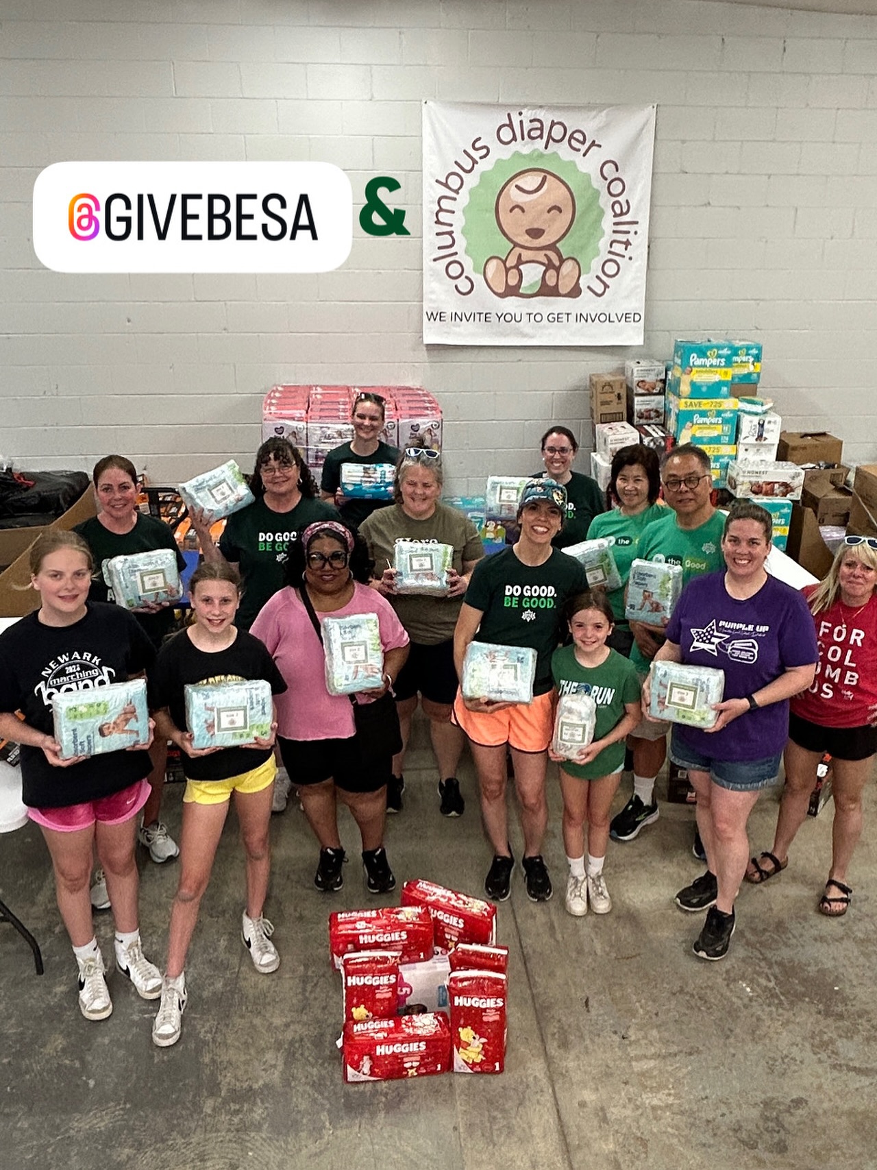 Our friends @givebesa 8,556 diapers packed supporting 342 babies + families! #teamrockstar #partners #614columbus #makingadifference #volunteer #giveback #donate #cbusdiaperco #forthekids