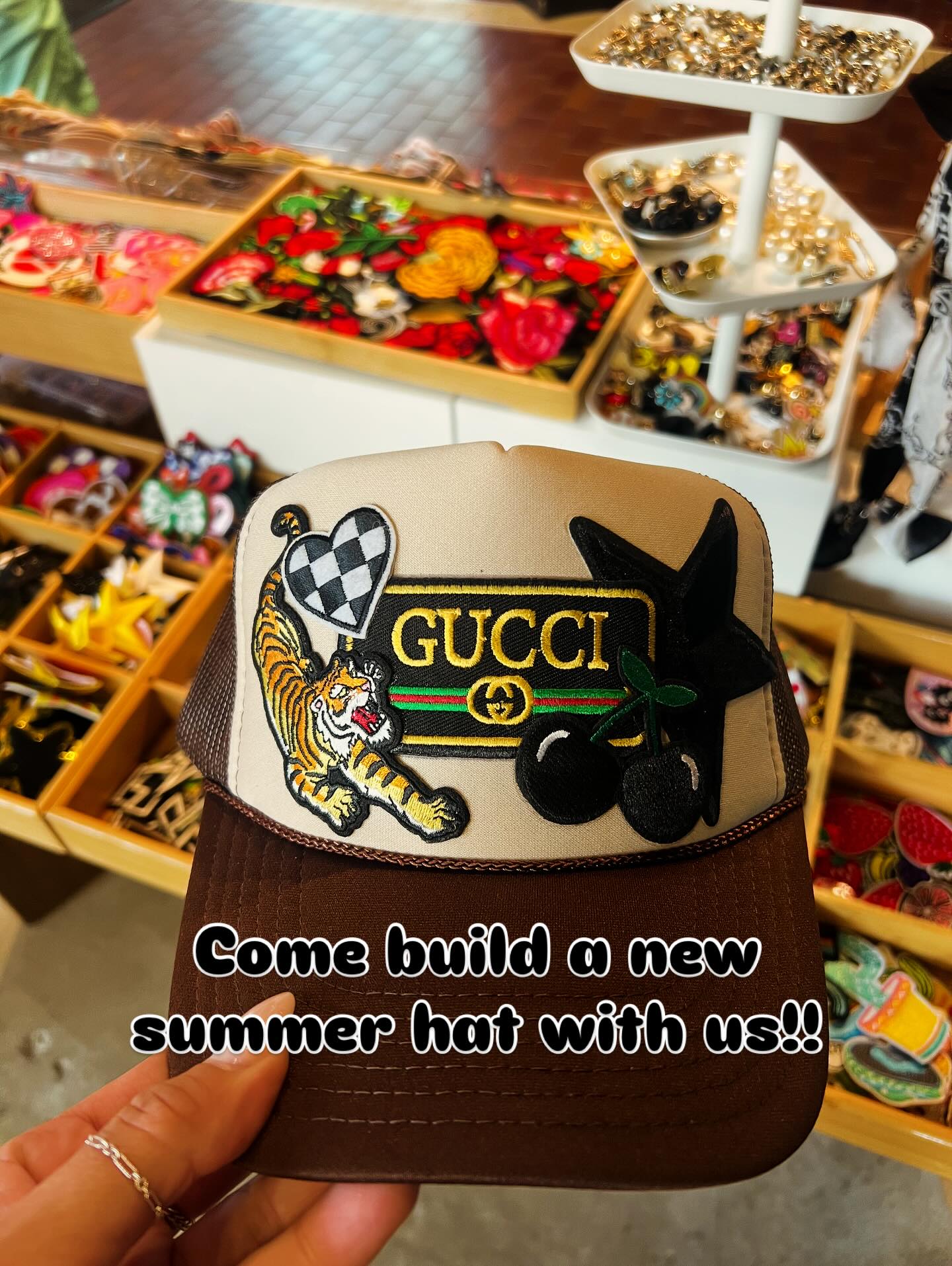 We have thousands of patches for you to create your new custom summer hat!! #mcgregorsquare #mcgregorsquaredenver #lodo #downtown denver #hatbar #truckerhatbar #permanentjewelryrr #permanentjewelrydenver #bouldercolorado #denverboutiquet
#mavenhotel #dairyblock #milkmarket
#denverco #colorado #rallyhotel #weldedbracelet #coloradobrides #bachloretteparties