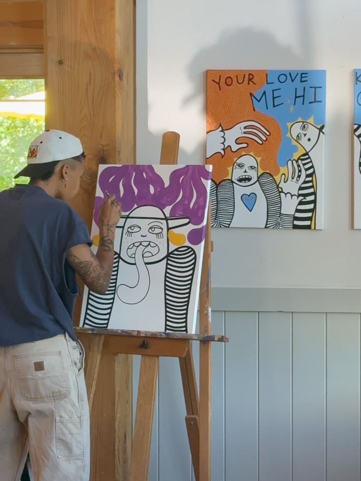 Sunday funday but it’s Monday. I ❤️ summer! Spent the afternoon with a few Scrag Mountain Pils @lawsonsfinest enjoying the wonderfully talented @liza_s_art creating as we watched. Then back to the inn and finally getting my Mexican/Californian inspired fire pit cookout of poblano corn queso fresca shrimp tomato lime and more. #madrivervalley #1824house