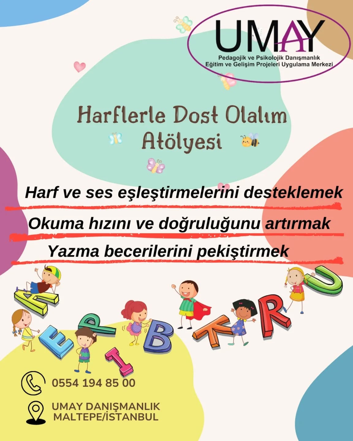 📚 Harflerle Dost Olalım Atölyesi Başlıyor!
🧒🏻📝 1. sınıfı bitirmiş ancak okuma yazmada zorlanan çocuklar için özel olarak hazırlanmış bu atölyede;
🔤 Harflerle yeniden tanışıyor,
👂 Sesleri doğru duyuyor,
✍️ Yazmayı pekiştiriyor,
📖 Okumayı akıcı hale getiriyoruz!
🎯 Eğlenceli oyunlar, dikkat güçlendirici etkinlikler ve bireysel takiple çocuklarımızın öğrenme yolculuğunu destekliyoruz.
📌 Atölyemiz sınırlı kontenjanla açılacaktır.
📲 Detaylı bilgi ve kayıt için DM’den ulaşabilirsiniz!
#OkumaYazmaAtölyesi #HarflerleDostOlalım #1Sınıf #OkumaYazmaGüçlüğü #İlkokulDestek #EğitimAtölyesi #ÇocukGelişimi #OkumaBecerisi #ÖğrenmeGüçlüğü #DisleksiDestek #PsikolojikDanışmanlık #EğlenceliÖğrenme
#psikolog #pedagog #maltepepsikolog #maltepepedagog #çocukpsikolojisi #çocukgelişimi #ruhsağlığı #annebabaçocuk #ailedanışmanlığı #ebeveyndanismanlik #çiftterapisi #yetişkinterapi #terapist