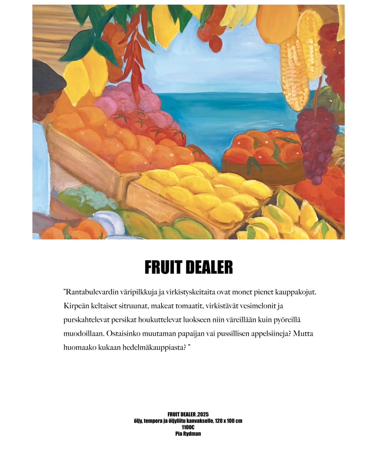 Makupaloja Aatos Gallerian kesäkuun herkullisesta @piarydmanart in näyttelystä🍋🍊🌸🍀
Galleria avoinna Aatos Cafen aukioloaikoina:
Ti-pe 9-15 & la 10-14 sekä
@vanha123_porvoo tapahtumien aikana
Lämpimästi tervetuloa! Welcome 🌸
#visitporvoo #taidegalleria #porvoo @aatoscafe @vanha123_porvoo @hannakekalainen