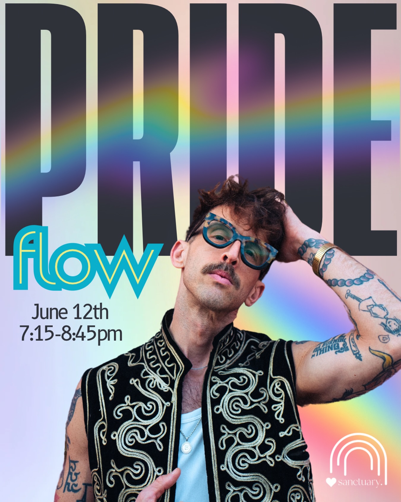 🌈 Pride Month Special: The Nightcap with Troy Akers — A Celebration of Radical Self-Acceptance
Join us on June 12th - 7:15-8:45pm 🥳
In honor of Pride Month and the spirit of Radical Self-Acceptance, Sanctuary is proud to offer a special yoga experience led by Troy Akers. This all-levels candlelit flow is a joyful celebration of authenticity, resilience, and self-expression.
Troy will guide his signature class — The Nightcap — a 75-minute warm vinyasa flow set in a cozy 82–85° room. Expect a powerful yet grounding practice that integrates dynamic movement, light core work, mindful breath, and deep rest. The class includes 60 minutes of energizing flow, followed by 15 minutes of meditation and savasana to ease you into stillness.
A portion of the proceeds will benefit the Oasis Center’s Just Us Program, supporting LGBTQ+ youth in our community.
Come as you are. Move with intention. Leave empowered.
All levels welcome.