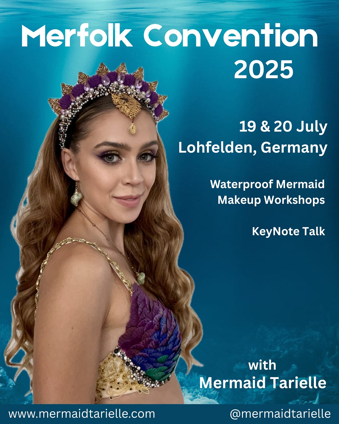 🌊✨ Exciting news, merfolk! I’m thrilled to announce that I’ll be attending @MerfolkTreffen this July – Germany’s biggest mermaid gathering with 500 merfolk splashing in from around the country! 🇩🇪
I’ll be hosting Waterproof Mermaid Makeup Workshops at 10am on both 19 & 20 July, and giving a Keynote Talk with a Q&A session titled “Make Waves: Career Talk with Mermaid Tarielle”.
Makeup Workshop Info:
💵 5 Euro to cover supplied items
💄 BYO foundation + any fave products you’d like to include in your custom mermaid look!
🔗 Scan the QR code or visit the link in bio for more info and to book
✨ Limited spots available – don’t miss out!
I can’t wait to meet so many new mers and make waves together this July - let me know in the comments if you’ll be there! 🧜🏼♀️
#MerfolkTreffen #MerfolkConvention2025 #MermaidTarielle #UnderwaterMakeup
#MermaidWorkshop #MermaidCommunity