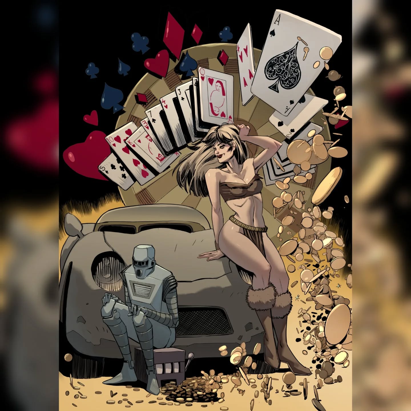 Cover art for Romero’s AXA #6 – variant edition 🎬💥
We’re in the final stretch of the Kickstarter campaign, and I’m happy to share this new cover, very different in mood and setup from the previous one. Funny enough, I only realized after finishing it that I might have been subconsciously channeling some Bond movie poster vibes… Maybe it was the lighting, the composition — or maybe just those damn coins, which took forever to get right 😅
Hope you enjoy it!
👉 Check out the campaign here before it ends:
https://www.kickstarter.com/projects/drenproductions/romeros-axa-issues-1-6
.
.
.
.
.
.
.
.
.
.
.
.
#axa #coverart #comics #andreaerricoart #pinup #variantcover #kickstartercomics #comicbookart #drenproductions