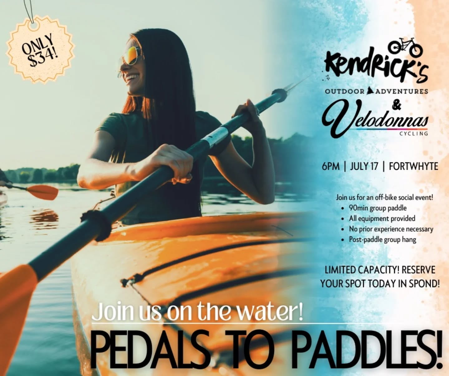 📢🛶 OFF-BIKE EVENT! Join us for a discounted group paddle! We’ve teamed up with @kendricksoutdooradventures and are trading wheels for water at this fun group paddling event! No experience needed and all equipment provided. Plus, join us at TCB afterwards for a post-paddle hang! Let’s switch it up and enjoy a different kind of adventure together! All Velodonnas are welcome, current and past members! But space is limited, so RSVP NOW in Spond to secure your spot.