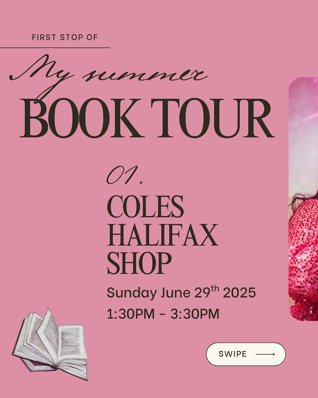 📚✨ ANNOUNCEMENT ✨📚 I’m going on tour! A book tour that is 💖
Here are the FOUR stops — come say hi, get your book signed, and let’s celebrate queer love, bookstores, and hot pink summer joy 🌈💋
🗓 Tour Dates:
➀ Coles Halifax Shopping Centre – Sunday, June 29 | 1:30PM–3:30PM @coleshfxshop
➁ Chapters Dartmouth – Saturday, July 5 | 1:00PM–3:00PM @dartmouthindigo
➂ Chapters Bayers Lake – Sunday, July 6 | 2:00PM–4:00PM @chaptershfx
➃ Coles New Minas – Saturday, July 19 | 12:30PM–2:00PM @coles.newminas
💘 Tag a friend, mark your calendars, and get ready for a sweet summer of bookish goodness.
#LusciousLoveBook #BookTour #QueerRomance #AuthorEvents #BookSigning #CanadianAuthor #SummeReads