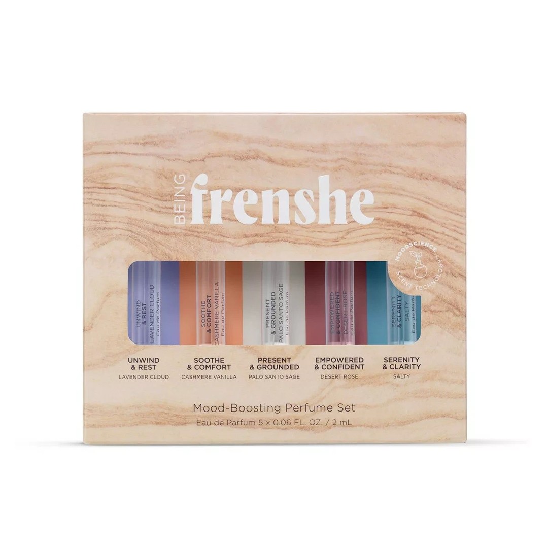 🌸 Elevate your mood anytime, anywhere with our Being Frenshe Mood Boosting Mini Perfume Set! Indulge in five enchanting scents that fit beautifully in your purse. 💖 Link in Bio #MoodBooster #FragranceLovers #BeingFrenshe