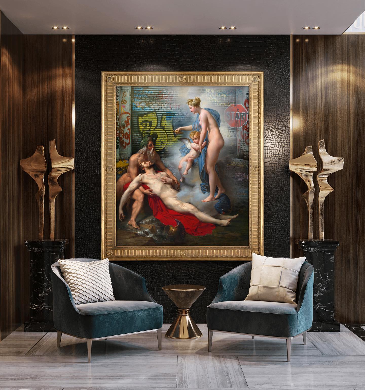 E D IO RINASCERÒ by Marco Battaglini
"E D IO RINASCERÒ" is a celebration of rebirth, resilience, and the eternal dialogue between classical beauty and urban street culture. This artwork embodies transformation, the courage to face fear, and the timeless power of art to reinvent itself.
What does rebirth mean to you in your own life’s journey?
#ArtThatTranscends #UrbanMeetsClassical #marcobattaglini