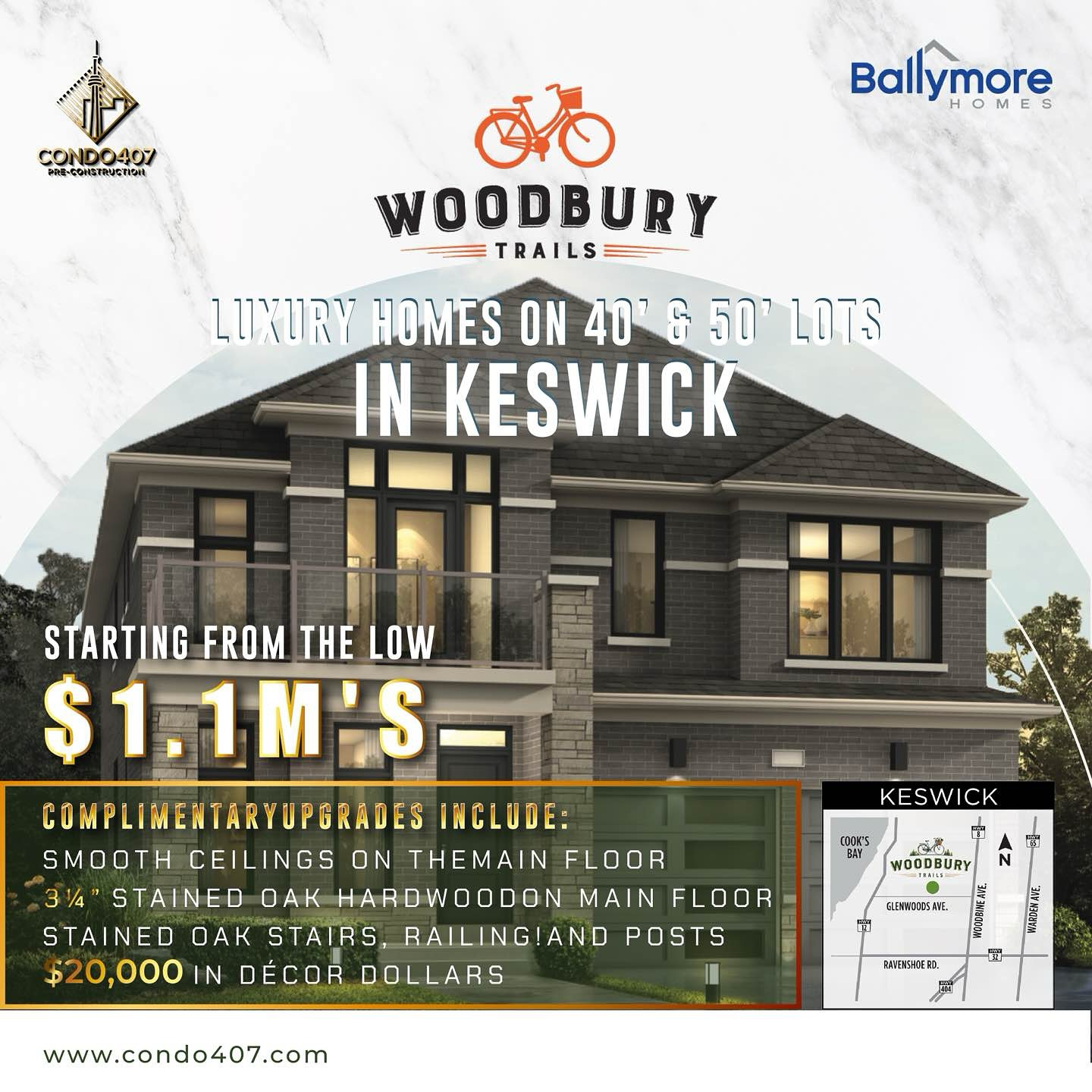 🏡 Woodbury Trails – Keswick
📍 Located between Woodbine Ave. & Queensway, Keswick
💰 40’ and 50‘ Detached Homes starting from the low $1.1M
✨ Discover the ultimate luxury living at Woodbury Trails!
✨ Nestled in a peaceful, green environment, just moments from Lake Simcoe, Woodbury Trails offers an unparalleled lifestyle.
✨ Minutes away from shops, cafes, schools, and recreational facilities, with multiple parks for family fun.
📢 Register today & don’t miss this opportunity!
📩 CONTACT ME NOW TO LEARN MORE:
☎️ 416.856.1997
☎️ 416.879.6118
📧 info@condo407.com
🌐 www.condo407.com
#keswick #WoodburyTrails
#OntarioRealEstate #RealEstateAgent #RealEstateCanada #RealEstateInvesting #SpaciousLiving #TorontoHomes #TorontoLuxuryHomes #TreasureHill
