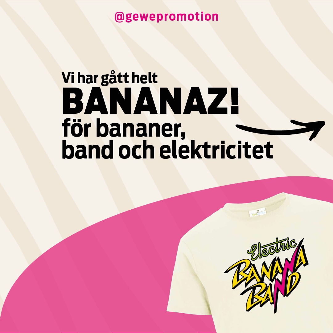 Helt BANANAZ!
Vi har tillsammans med Electric Banana Band och med hjälp av Cottover - det givna miljömärkta valet, tagit fram nya limiterade t-shirts som kommer säljas under sommarens djungligaste spelningar! 🍌🐒