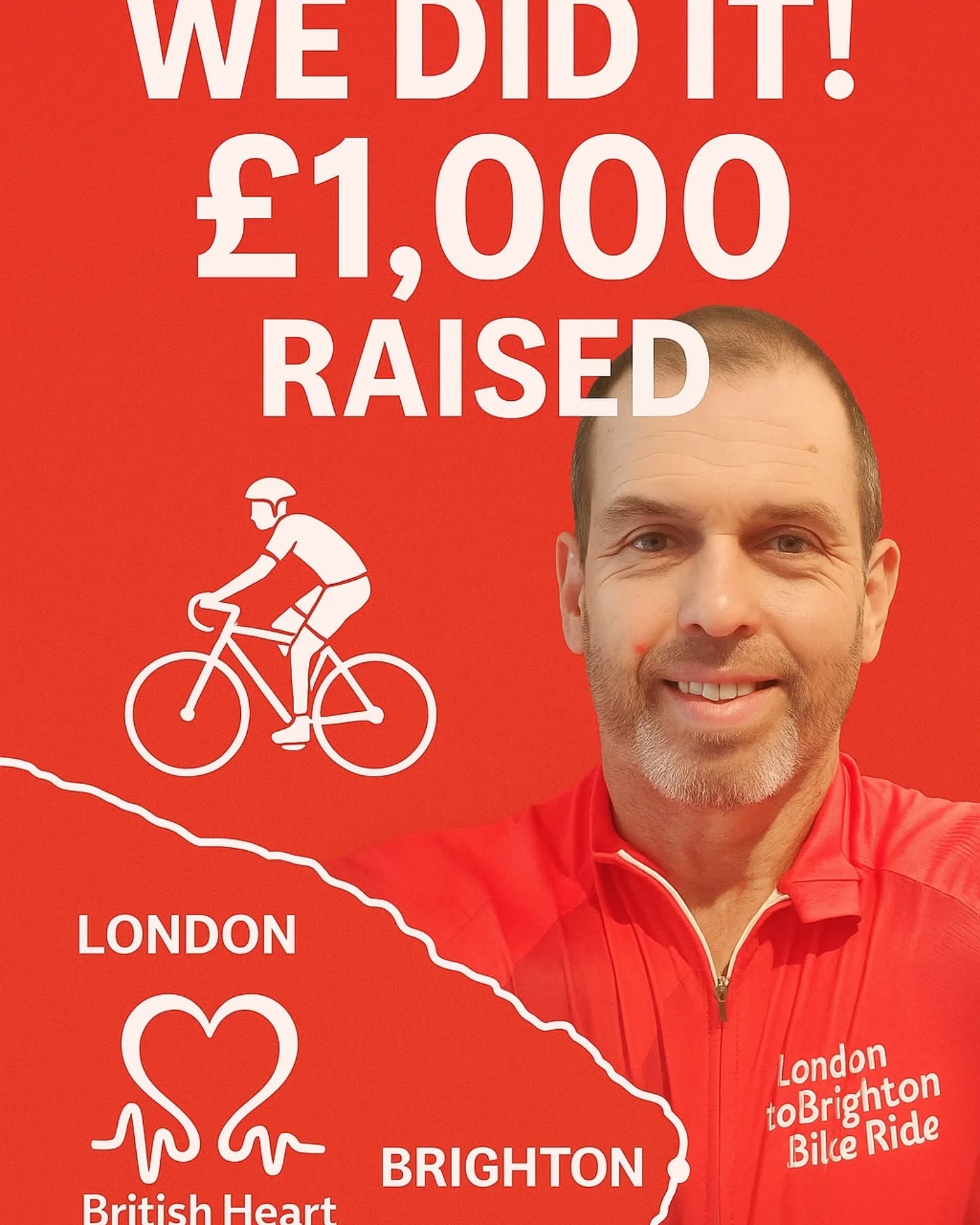 Wow !! Thank you to all the people who have donated. You are amazing.
Only 2 more days before the big ride 🚴♂️ and the dreaded Ditchling Beacon Hill 🤣
Your donations have inspired me to make sure i cycle up it.
If any of my family or friends would still like to donate to this great charity you can by pressing the link below.
https://www.justgiving.com/fundraising/karlwheeler-66e9bbb1985565886268f27c?utm_medium=FR&utm_source=CL&utm_campaign=015
I look forward to updating you on how the ride went 😁