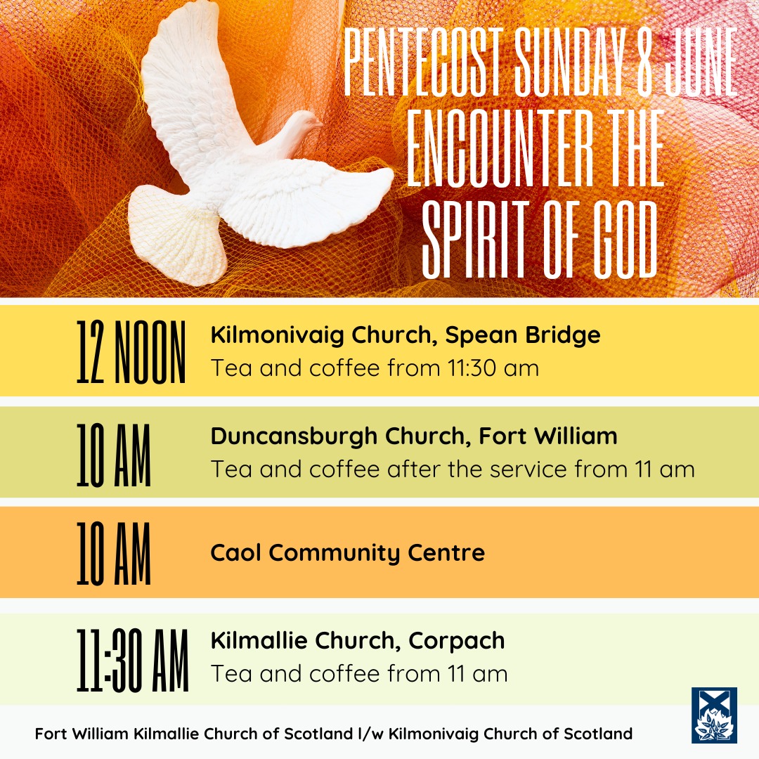 Encounter the Spirit of God: This Sunday 8 June across the parishes.