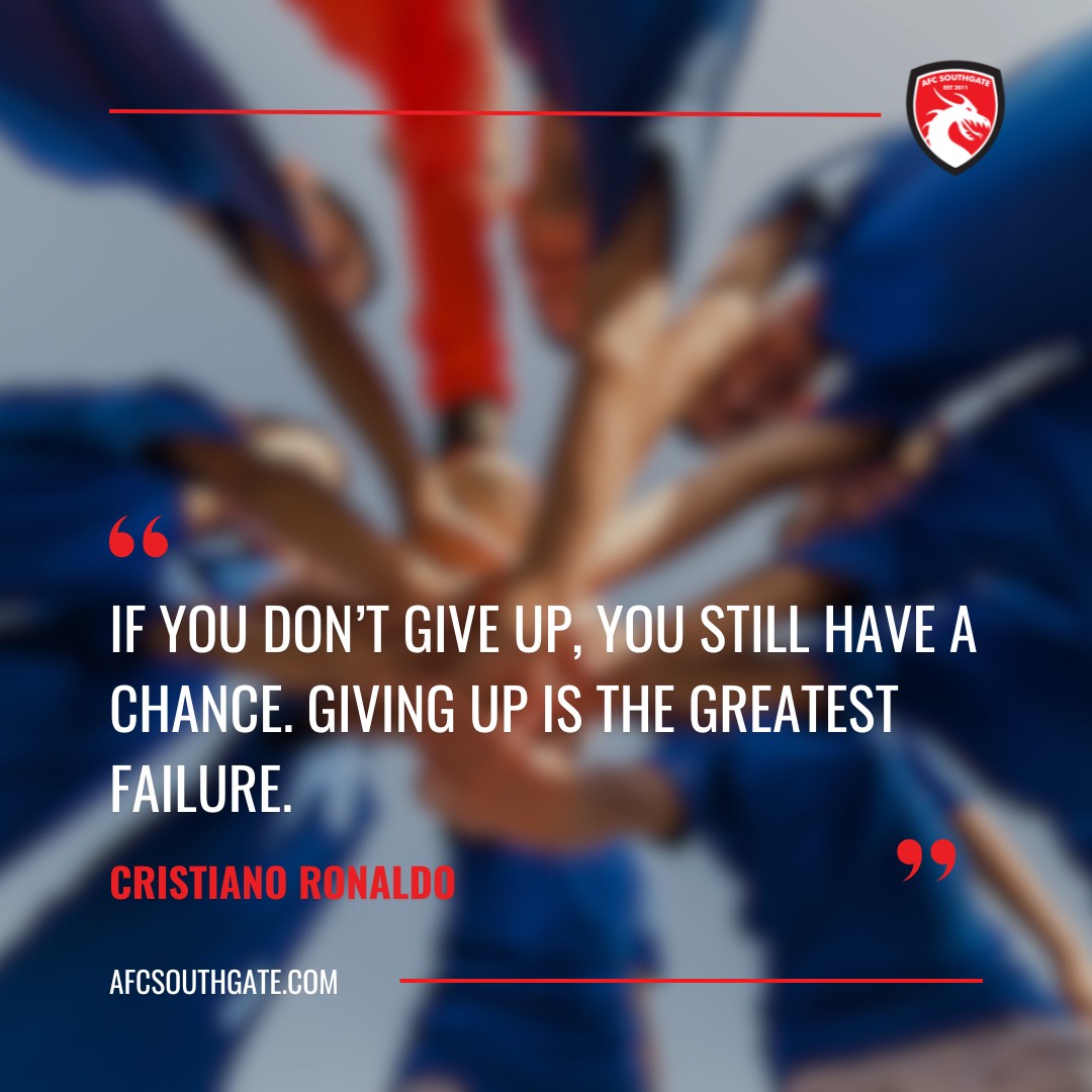 💥 "If you don’t give up, you still have a chance. Giving up is the greatest failure." 💥
No matter how tough it gets, as long as you keep pushing, there’s always a chance to succeed. 🌟
The moment you quit is the moment you stop growing, learning, and reaching for more. Keep going — you’re stronger than you think! 💪
#afcsouthgate #northlondonfootball #kidsfootball #footballquotes #motivation #futurestars