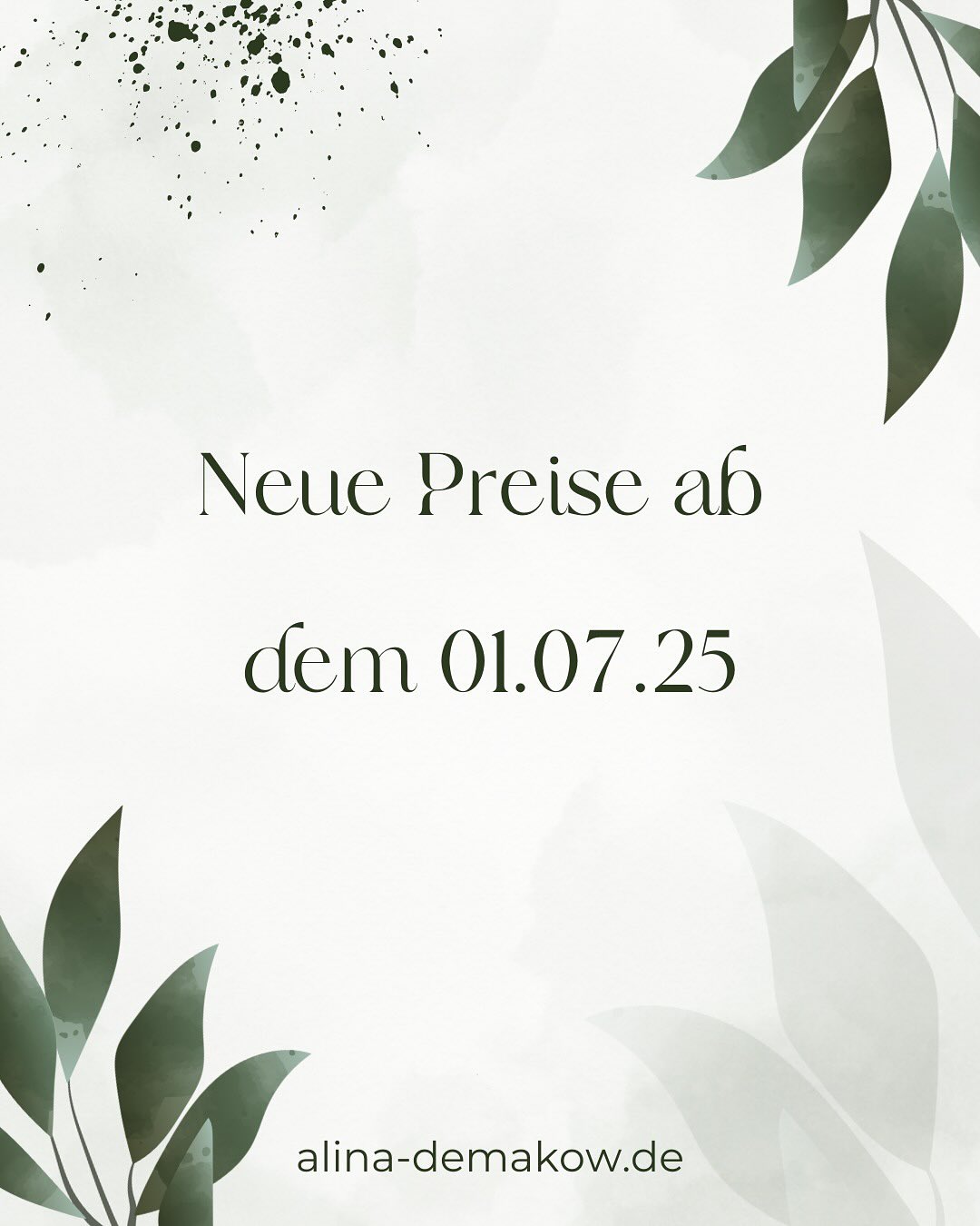 Hallo, ab dem 01.07.25 stehen neue Preise bei mir an. 🥰
Wenn ihr genau hinschaut sind es aber nicht nur neue Preise sondern auch noch einiges an neuen Dienstleistungen, falls ihr Interesse oder Fragen habt könnt ihr mich gerne anschreiben oder ganz einfach einen Termin über meine Website buchen. 🫶🏻
Eure Alina ❤️