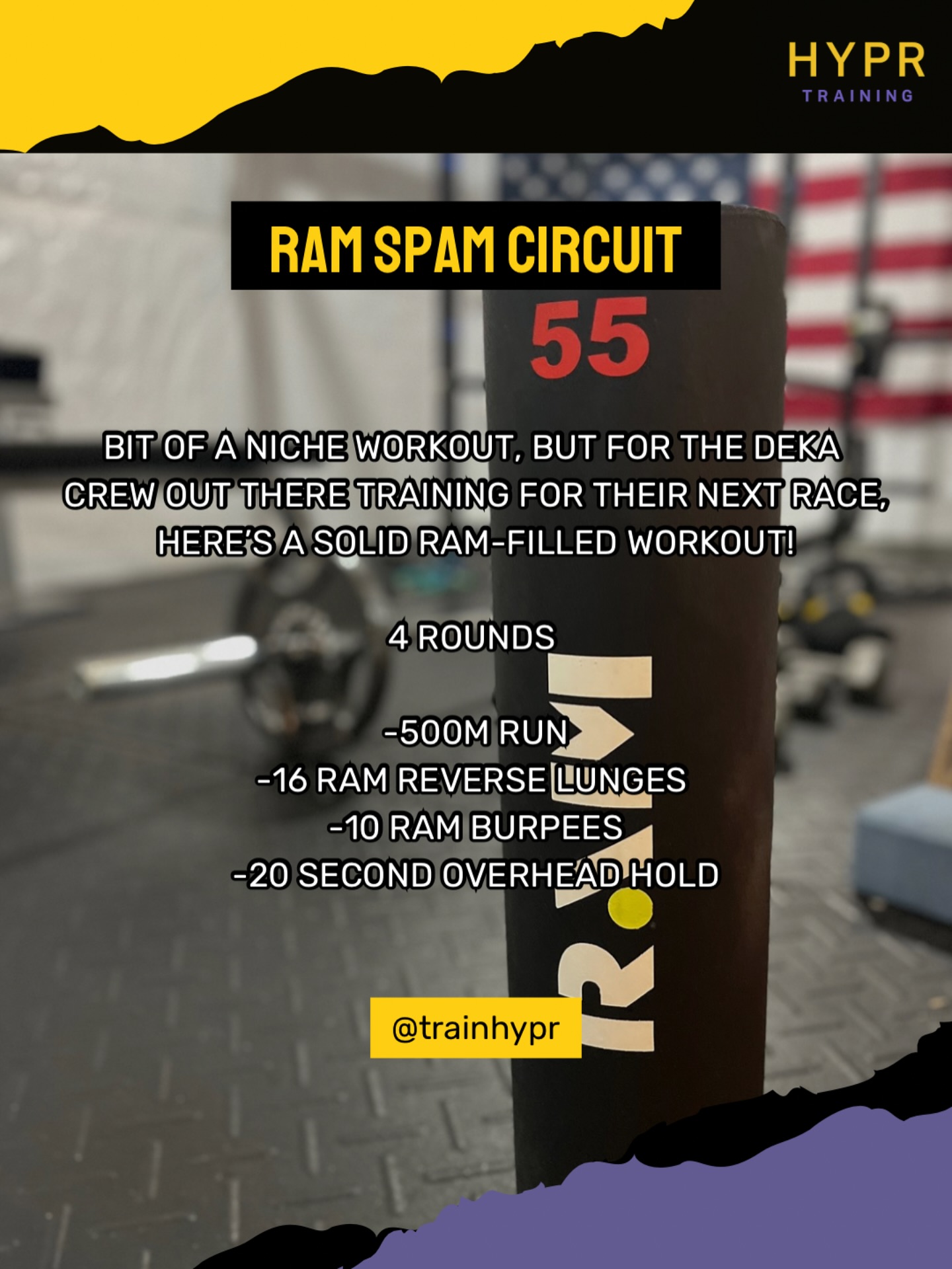 DEKA Crew Assemble! A quick METCON using your trusty Ram.
4 Rounds
-500m run (because we always include some compromised cardio!)
-16 reverse lunges (DEKA’s first station - make them second nature!)
-10 burpees ( DEKA’s last station - finish strong)
-20 second hold (work on stabilizing and strength in the shoulders
.
Try it out!
.
.
.
.
.
#DEKA #dekafit #dekafittraining #hybridtraining #workoutoftheday #homeworkouts #endurancetraining