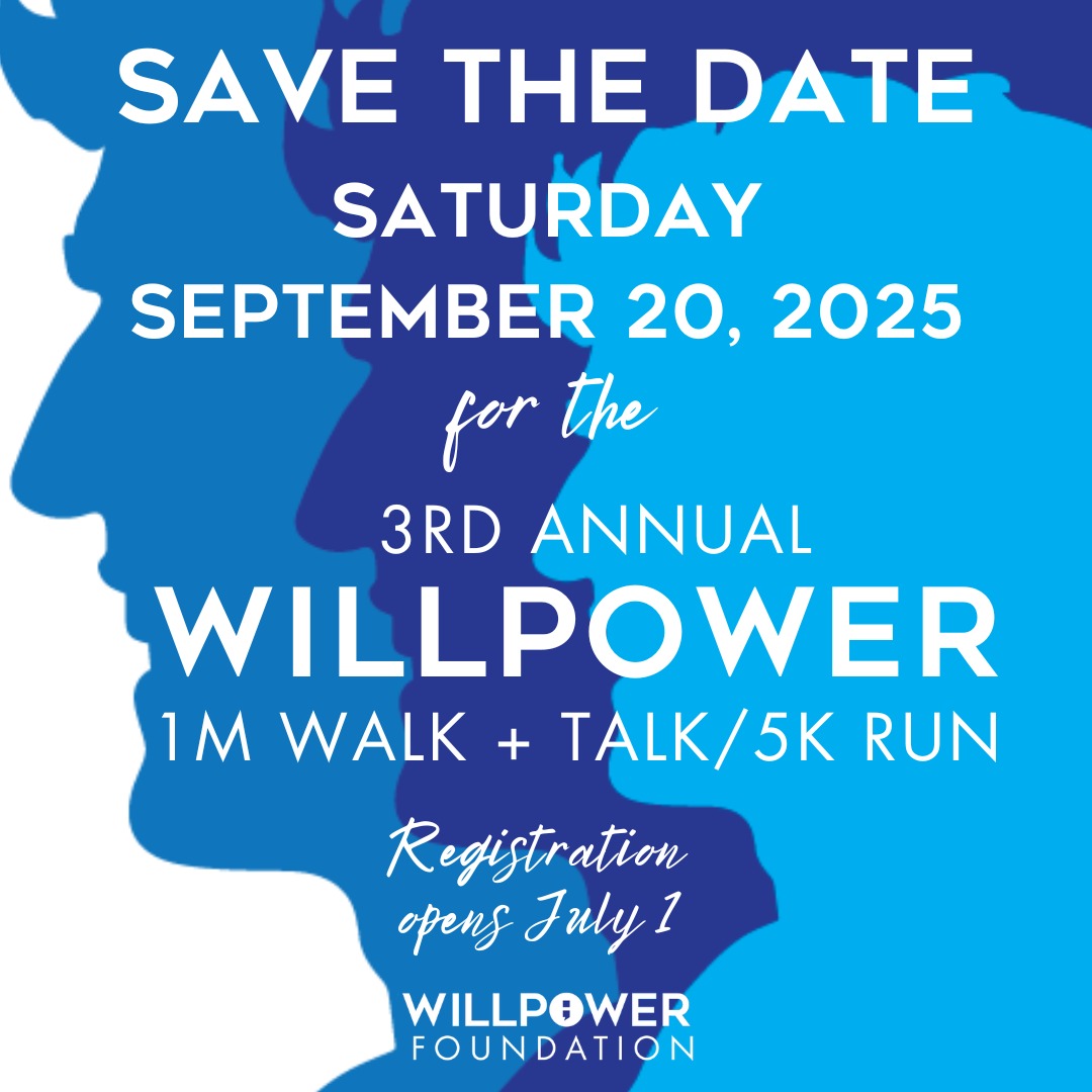 Join us for the 3rd Annual WillPower Walk & Talk / 5K Run — a family-friendly event with a powerful purpose! This day is all about community, connection, and impact.
WillPower is a 501(c)(3) nonprofit organization committed to educating, supporting, and healing those affected by the misunderstood pain of mental illness. Our work focuses on promoting the Power of Authentic Conversation, the Movement of Pain into Positive Energy and the Will to Live and Thrive.
Walk. Talk. Run. Together, we save lives and bring hope to those who often suffer silently.
Interested in event sponsorship opportunities? Learn more by clicking the link in our bio.
#WillPowerFoundation #WalkAndTalk5K #MentalHealthAwareness #SaveTheDate #BreakTheStigma #RunForHope