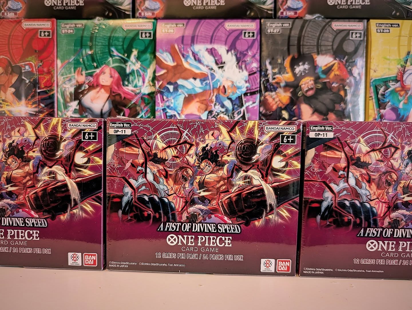 🚨 OP11: A Fist of Divine Speed is here! 🚨
The latest set in the One Piece Trading Card Game is now available for release tomorrow, as well as the accompanying Double Packs!
If you'd rather have a deck ready to play, then have a look at the new Structure Decks instead - all are available on the store.
🔗 Link in bio
#OnePieceTCG #OP11 #FistOfDivineSpeed #WholeCakeIsland #FishManIsland #SWORDTheme #TCGCommunity #CardGameRelease #OnePieceFans #BandaiTCG #TradingCardGame #AnimeCards #CollectorAlert #CardCollector #TCGAddict #GameNightReady #NewRelease #CardGameLife #AnimeCollectors #OnePieceCollectors #TCGFamily
