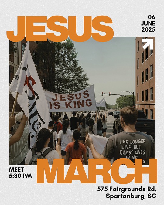 Do not miss this powerful move of God in the Upstate! Be there if you can, pray for It if you can’t! This type of unity in the body of Christ is gonna shake all of SC! Praise Jesus!