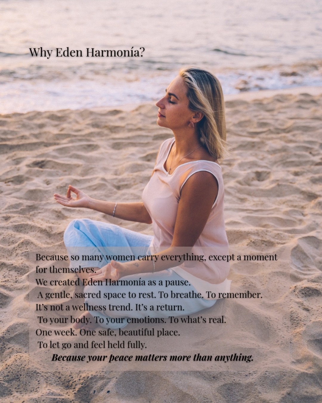 Too many women keep going without ever pausing.
Eden Harmonía is a pause. A breath.
A space where you don’t need to perform
only to release what weighs you down,
feel what moves through you,
and let nature, softness, and sacred rituals do their quiet work.
This isn’t just a retreat.
It’s a return to yourself.
🌿 A retreat to come back to what truly matters.
https://www.lyratika.com/eden-harmonia
#EdenHarmonia #Lyratika #WomenWellness #EmotionalHealing #HolisticRetreat #SoulCare #LuxuryRetreat #InnerPeace #WellnessExperience #ReconnectToSelf