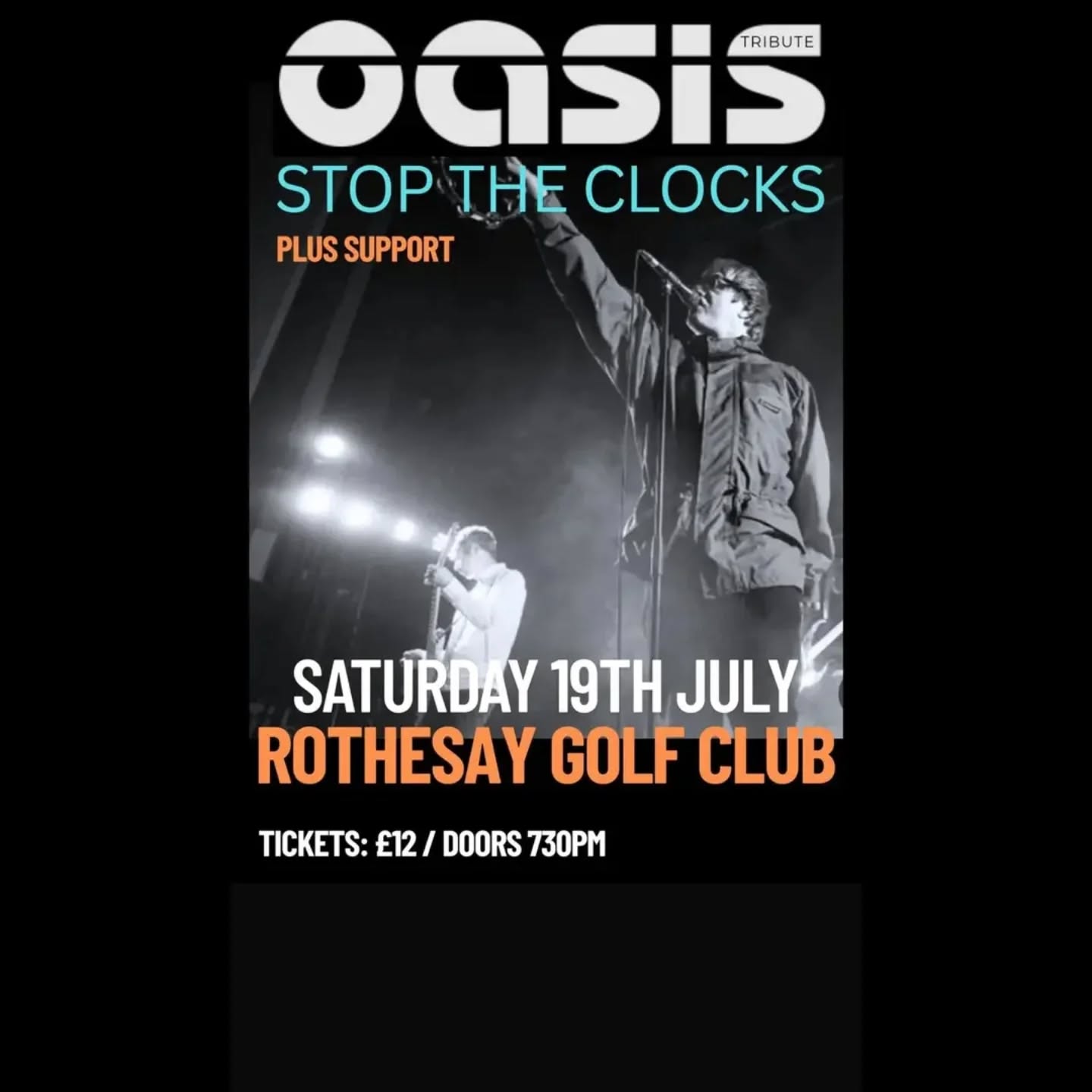 Can’t get tickets to Oasis this summer??? Well let the next best thing come to you. Stop the clocks Oasis Tribute will once again be gracing Rothesay Golf Club on Saturday the 19th of July along with a couple of supporting acts into the mix. Tickets will be available from Wee Zoe’s in the coming weeks. In the meantime, anyone wishing to reserve a ticket please get in touch through the golf club facebook messenger or with @simmy2285 .