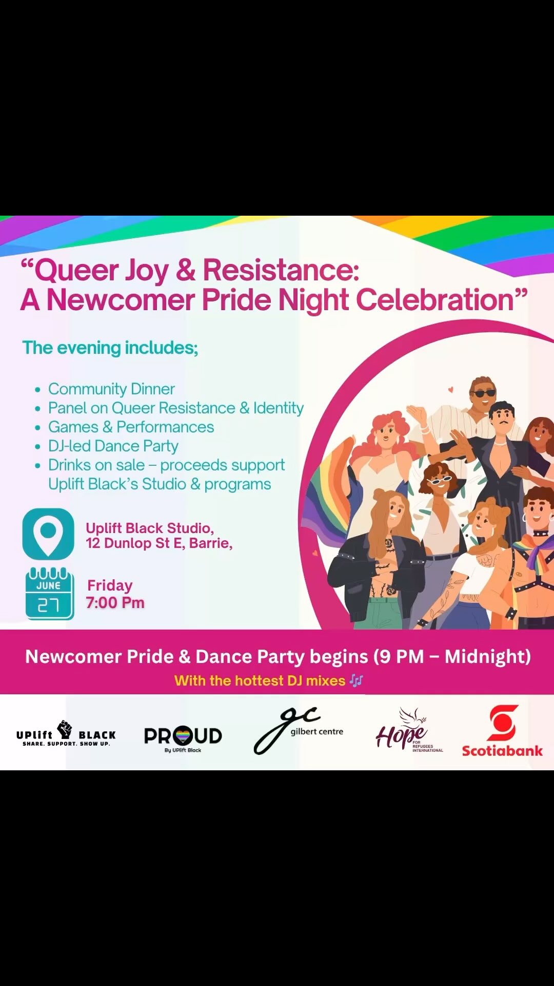 🌈✨ Queer Joy IS Resistance! ✨🌈
Get ready to vibe, celebrate, and dance your truth at our Pride Edition of Newcomer Night happening Friday, June 27, at the Uplift Black Studio! 💃🏾🏳️🌈
We’re serving up:
🥘 Community Dinner
🎤 Queer Power Panel 7pm
🎭 Games & Performances
🎉 Newcomer Pride Party (9:00PM–Midnight) with the hottest DJ mixes 🎶
💥 Free. Inclusive. Electric.
Let’s honour our stories, celebrate our identities, and dance like we mean it.
Program starts at 7PM
Uplift Black Studio | Simcoe County: Uplift Black Studio, 12 Dunlop St E, Barrie
Party kicks off at 9PM
#UpliftBlack #QueerJoyAndResistance #Pride2025 #BIPOCQueerLove #NewcomerNight #SimcoeCountyPride #CommunityVibes