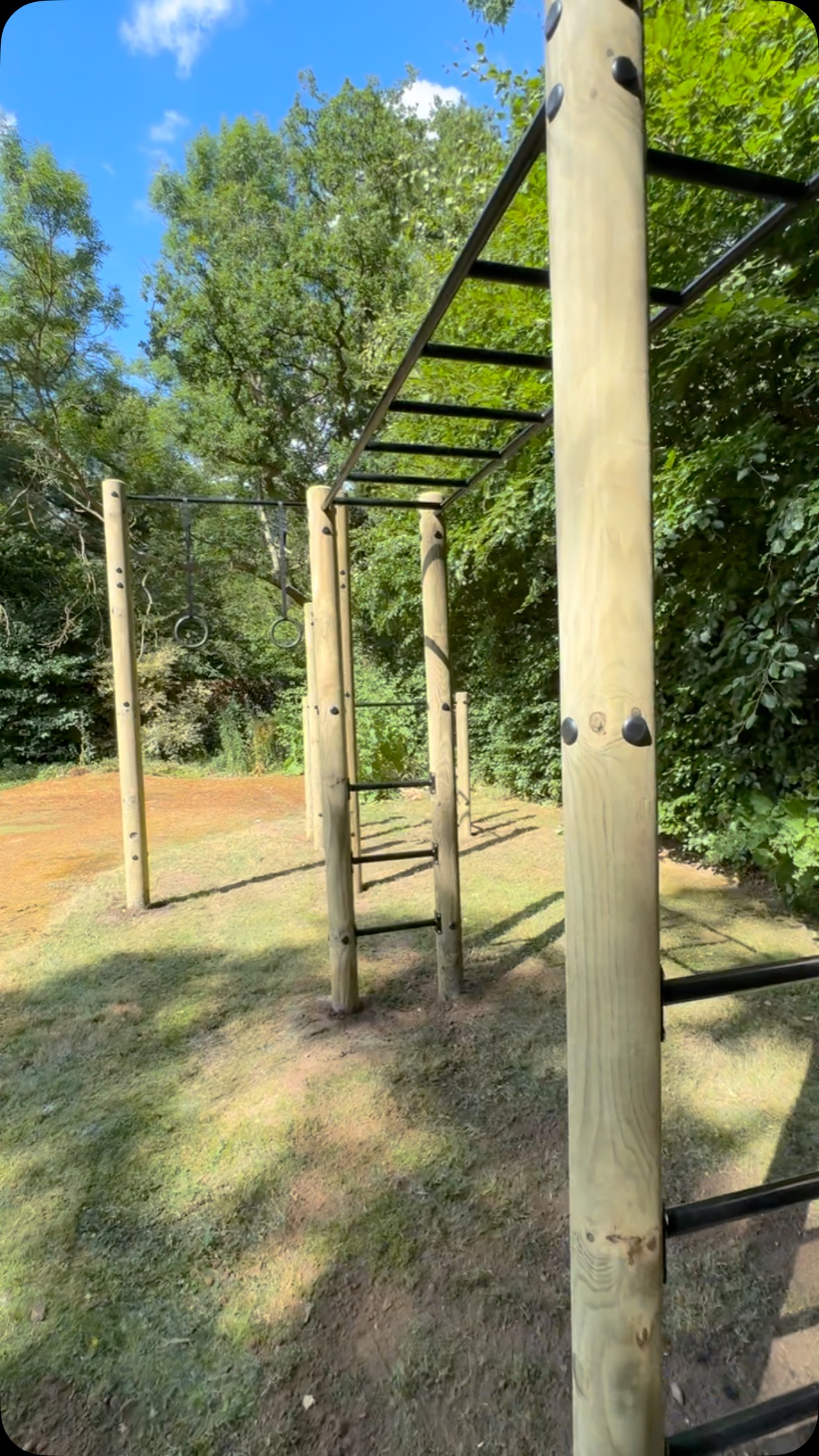 Monkey ladder with a separate double pull up and dip station installed in #wokingham today. #monkeybars #pullups #dipstatio#gardengym