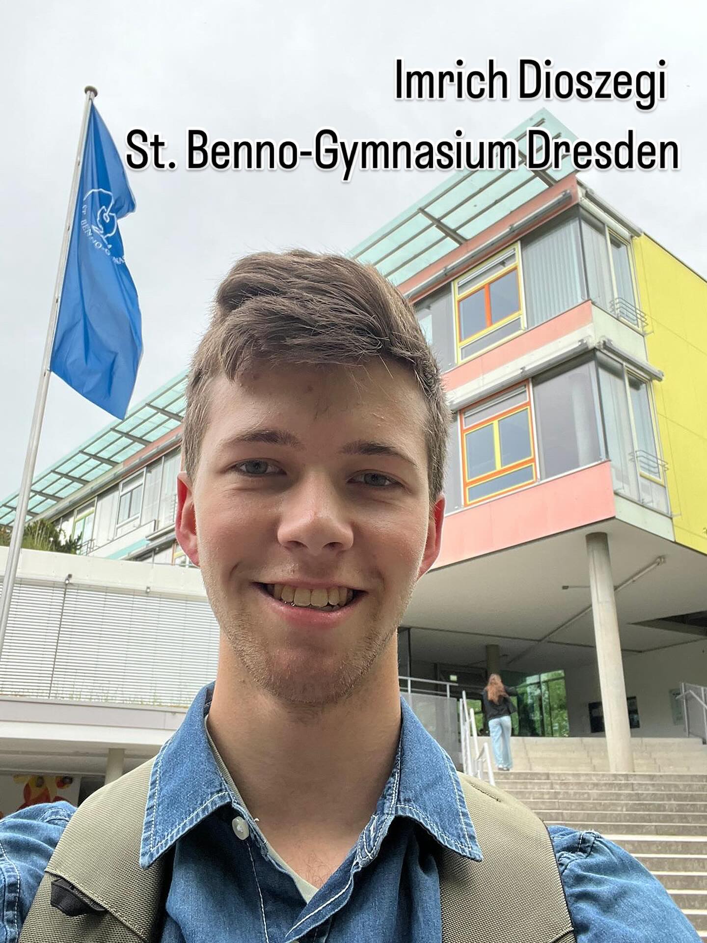 Imrich Dioszegi z 5.A je dalším ze studentů, který si vyzkouší žít a studovat v zahraničí. Na St. Benno-Gymnasium v německých Drážďanech se zaměřením na hudbu stráví celý červen. 🎵😊