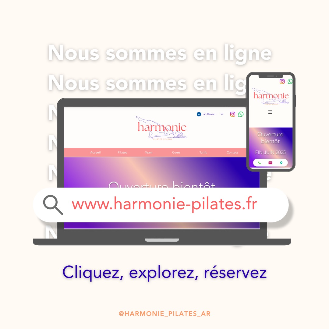 ✨ Notre site est en ligne ! ✨
C’est officiel ! Nous avons le plaisir de vous annoncer que notre site internet est désormais accessible. 🎉
📍 Vous pouvez y découvrir toutes nos prestations, nos offres, notre philosophie, et bien plus encore.
📅 Prenez rendez-vous en ligne, consultez nos tarifs, ou simplement faites un tour pour en savoir plus sur ce que nous proposons.
👉 Visitez-nous ici : www.harmonie-pilates.fr
Et n’hésitez pas à nous faire part de vos retours 💬
#nouveausite #Pilates #strasbourg #bienêtre #prestations #enligne #decouverte #pilatesstrasbourg