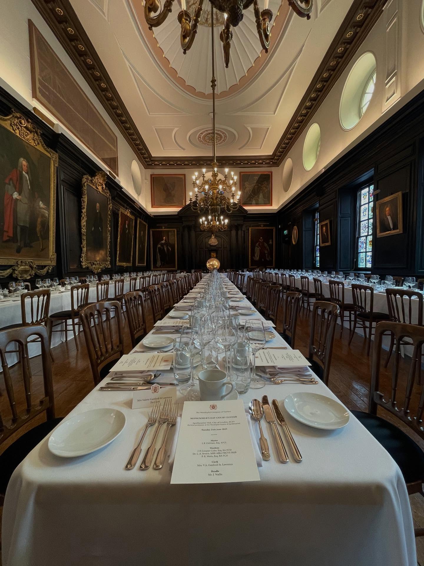 We’re looking forward to welcoming our Liverymen and Company Guests to the Midsummer’s Day Court Dinner hosted at the @societyofapothecaries Hall.