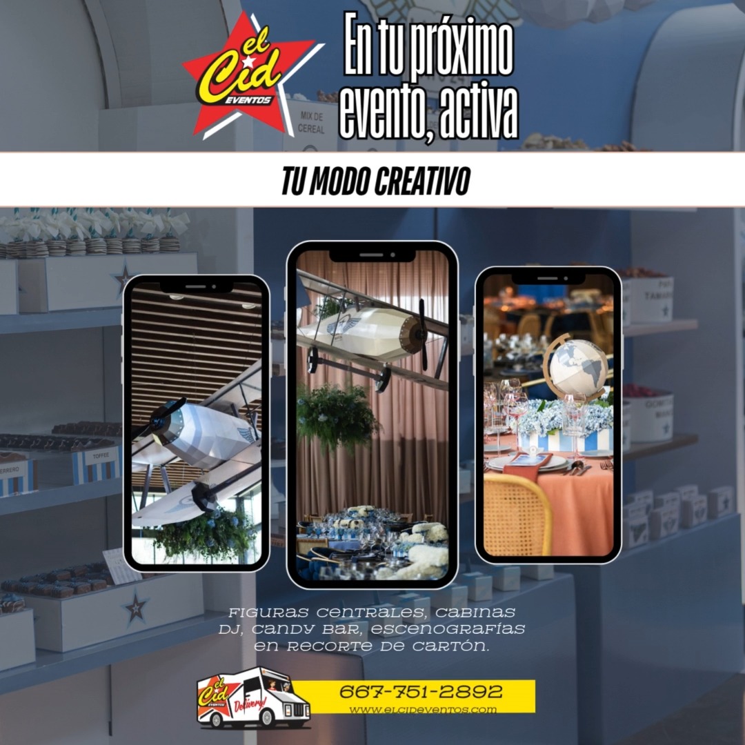En tu próximo evento, activa tu modo creativo con artes visuales en papel y cartón para tus eventos, desde la propuesta creativa hasta el montaje. Diseño de figuras centrales, centros de mesa, cabinas para DJ, candy bar, barras de bebidas, figuras suspendidas para techos etc. Cotiza tu próximo proyecto con nosotros Asesor de eventos al 6677512892 https://www.elcideventos.com #mieventoenelcid