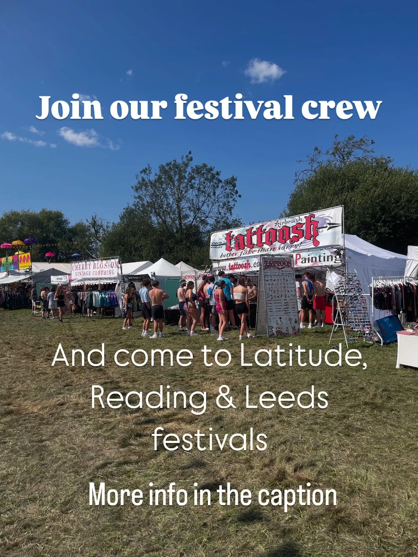 Want a free ticket to Latitude festival (@latitudefest )? Join the Tattoosh crew! ✨✨✨ Volunteer to work part time doing temporary tattoos and have the rest of the time free to see amazing gigs! The only experience you need is good vibes!! 💗 For more details DM us! 🫶