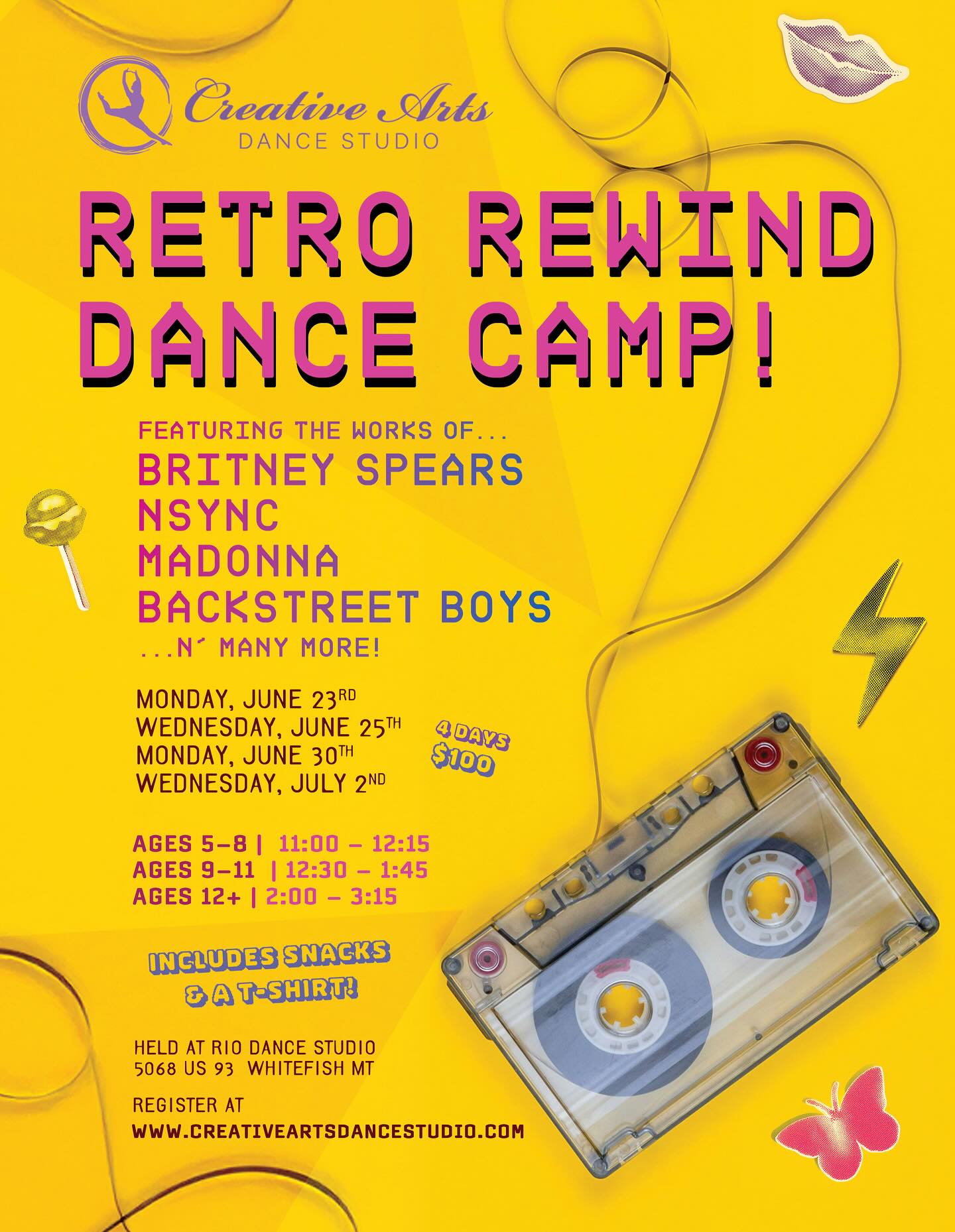Only 3 more days to register for the Retro Rewind dance camp in Flathead, MT! Register @creativeartsdancestudio ✌🏼
#summerdancecamp #getmovin #bringingitback90sstyle #90sera #iconicchoreography #cadsdancer #dance #dancer #dancestudio