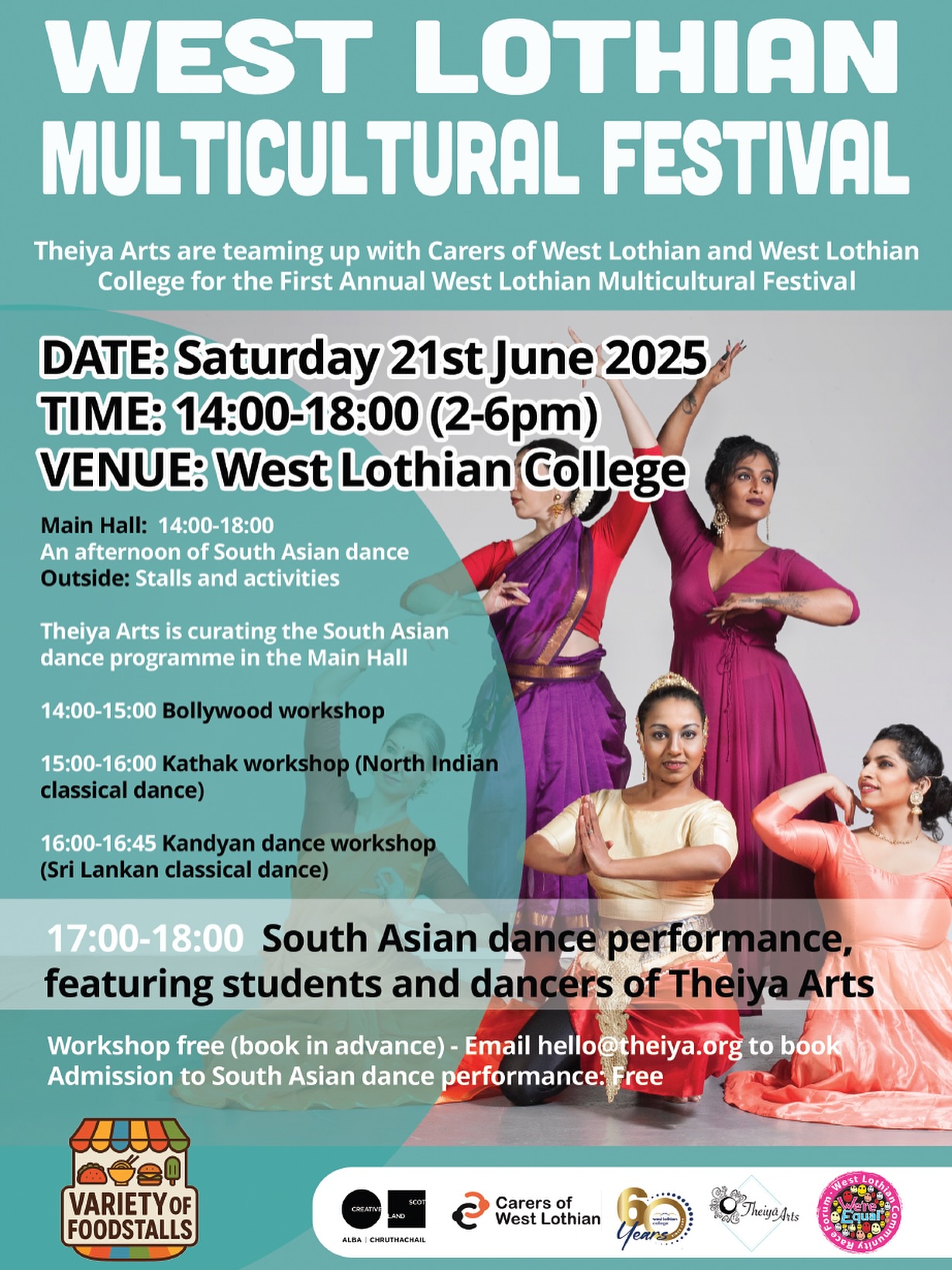📣 So thrilled to announce that our students from Livingston and Bridgend will be performing at the West Lothian Multicultural Festival on June 21st, 2025.
💪🏼 We have been working hard behind the scenes to find the best performance opportunities for all of our students. Last summer young dancers from all locations gathered in Edinburgh to showcase their year long hardwork and while it was an unforgettable experience for all, we felt that we needed to find the way to come to their areas so that many more of their families and friends could also join in celecrating their achievments.
✨ It fills us with joy that not only we have managed to organise a sharing for them in West Lothian but we are doing it in collaboration with @carerswestlothian and @west_lothian_college
❣️But that’s not all! This is a FREE event available for all the members of the community and we will not only have a wonderful programme of dance and tasty food stalls but also a series of workshops with the amazing @rajani.ravikumar (Bollywood) @himadri.nandini.choreography (Kathak) and @tharangarupanie (Kandyan)
Stay tuned for more details on the workshops!
🗓️Come and join us on 21st of June from 2pm at the West Lothian College for an afternoon to celebrate South Asian Arts!
.
.
.
.
#dance #southasian #indiansance #kandyandance #kathak #bharatanatyam #bollywood #multicultural #celebration #performance #performingarts #livingston #westlothian #madeinscotland #dancers #southasiandance #event #live #food #afternoon #theiyaarts #theiyaartsschool #free #freeentry #freevent