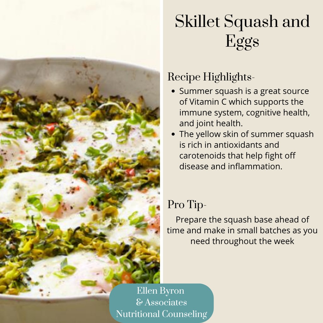 Recipe of the Week!
Not sure what to do with all your summer squash popping up? This great breakfast is the perfect fix, with warm spices and the fresh squash flavor this makes for a delicious start to the day.
Savory breakfasts have been found to help with blood sugar control as well. With some extra fiber and a bit of protein this will keep you full and sugars stable to start your day strong.
-
#dietitians #dietitiansofinstagram #nutritionblog #recipeoftheweek #savorybreakfast