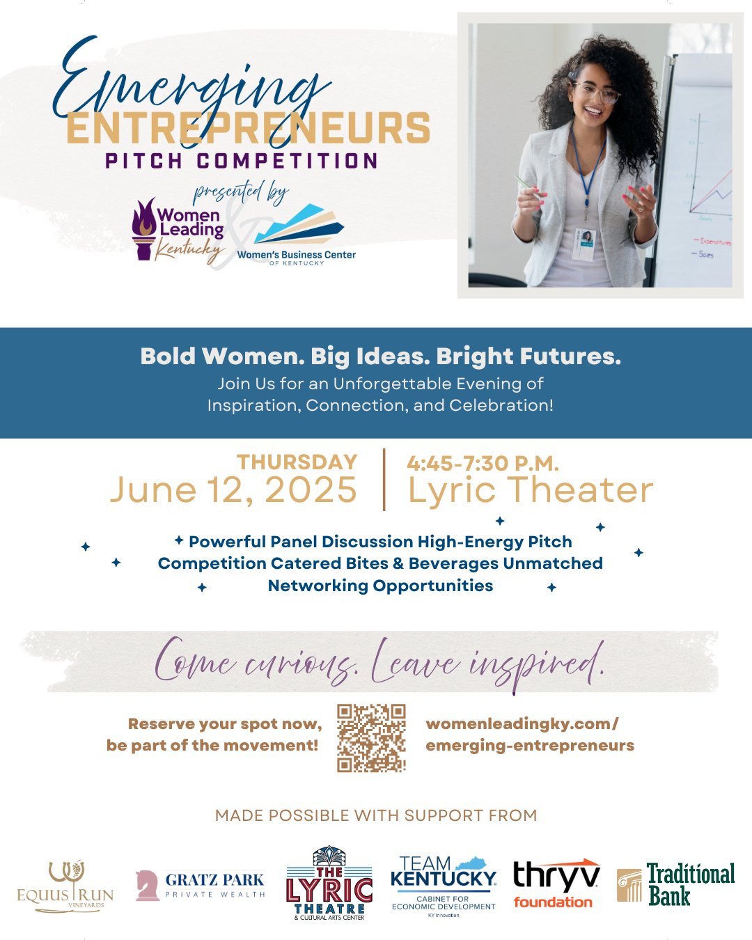 🚨 The Emerging Entrepreneurs Pitch Competition is THIS Thursday!
Catch the excitement, the energy, and the next big ideas from Kentucky’s rising entrepreneurs.
June 12 at the Lyric Theatre, Lexington
Seats are filling fast—don’t miss your chance to cheer them on! 💡✨
#WBCKentucky #PitchNight #WomenEntrepreneurs #LexingtonEvents #SupportLocal #InnovationInAction