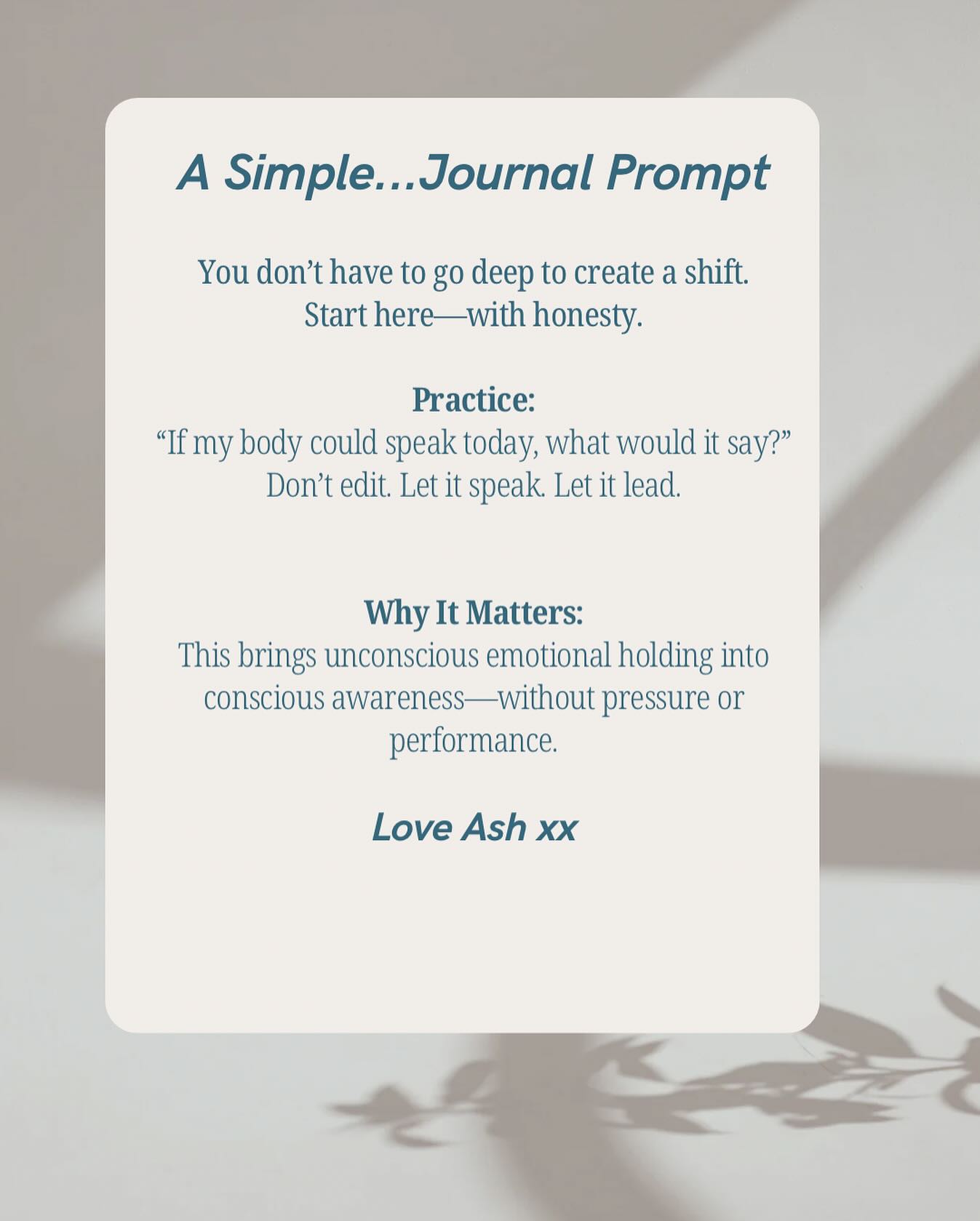 A simple series….
Sometimes powerful shifts start with simple practices