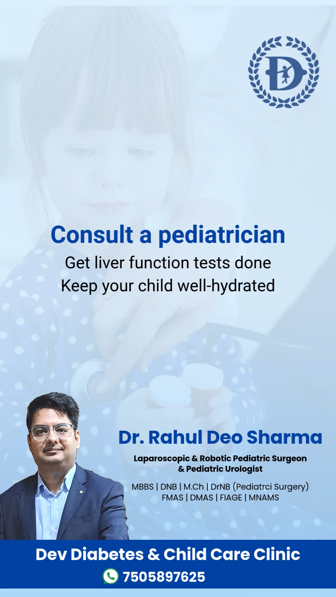 🟡 Jaundice in Children: Know the Signs, Act Early! 🟡
Jaundice is more than just yellow skin—it can be a warning sign of underlying health issues, especially in newborns and young children. Early detection and treatment can make all the difference! 👶🩺
📍 Visit us at DEV Diabetes & Child Care Clinic
📍 G-Floor, Alpha Tower, Near Deviram Food Circle, Sikandra, Agra
📱 WhatsApp us: +91 75058 97625
🎥 Learn how to spot the symptoms, understand the causes, and know when to seek medical help.
🛡️ Because your child’s health is our top priority.
#JaundiceAwareness #ChildHealthMatters #PediatricCare #AgraClinics #NeonatalCare #DEVClinicAgra #JaundiceInNewborns #HealthyChildren #PediatricianAgra #JaundiceSymptoms #ParentingTips #EarlyDetectionSavesLives #AgraDoctors