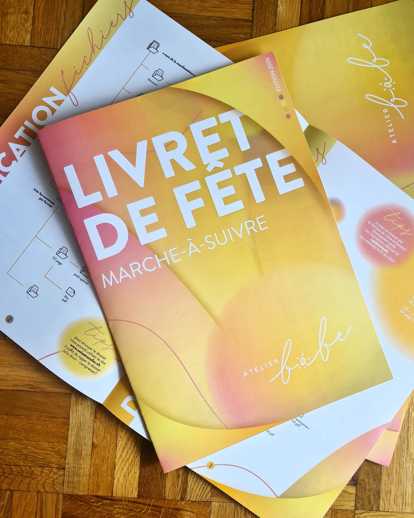 Une manifestation en cours avec un livret de fête à imprimer ? N'hésitez pas à me contacter et travaillons ensemble à la réalisation d'un document graphique qui mettra vos annonceurs en valeur.
Je vous accompagne durant tout le processus et vous explique ce qu'il y a a savoir pour que votre livret de fête soit une réussite !
#manifestation #graphisme #miseenpage #atelier #babe #communication #marcheàsuivre #aide #livret #fête