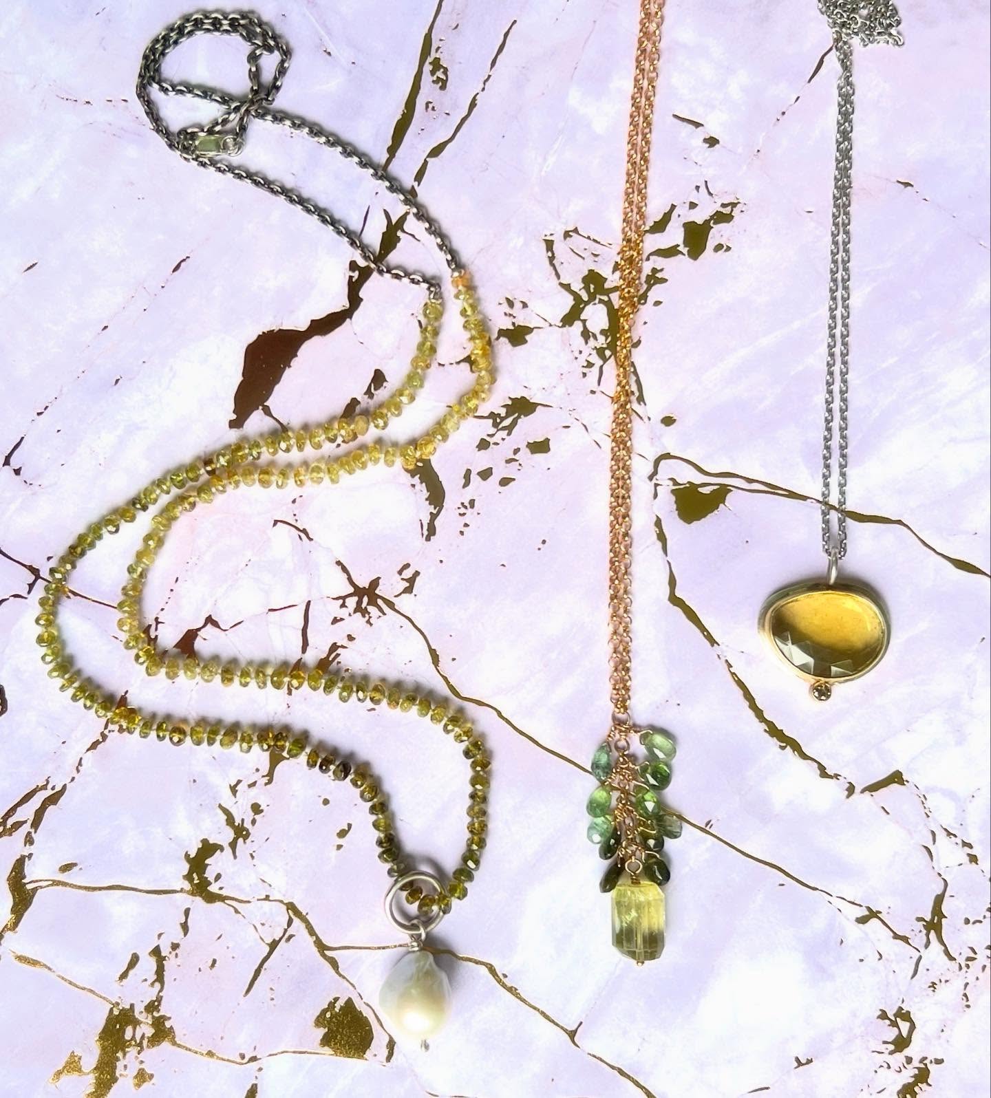 Shades of Spring #amycashjewelry #greentourmaline #jewelry #handmade #necklaces