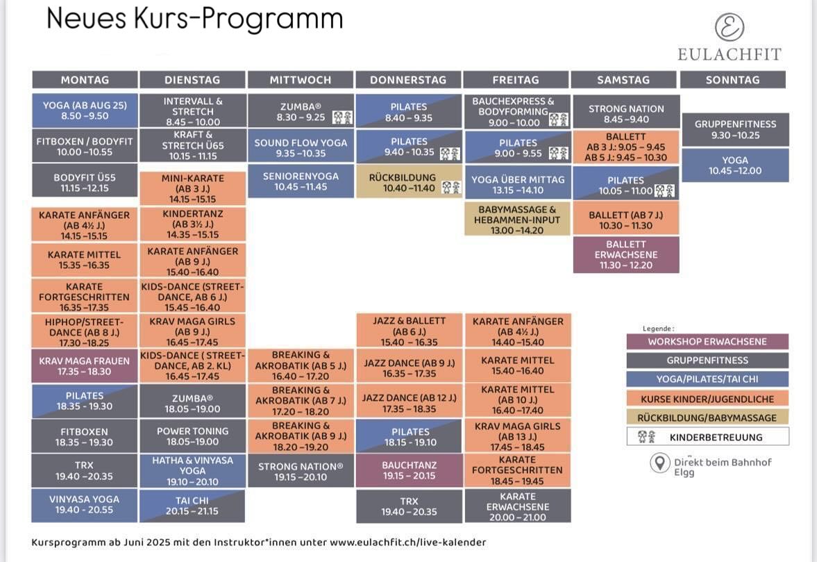 #gruppenfitness #yoga #kindertanz #Karate #eulachfit #trx #fitboxe #Pilates #ballet #strongnation #zumba #intervall #breaking #toning